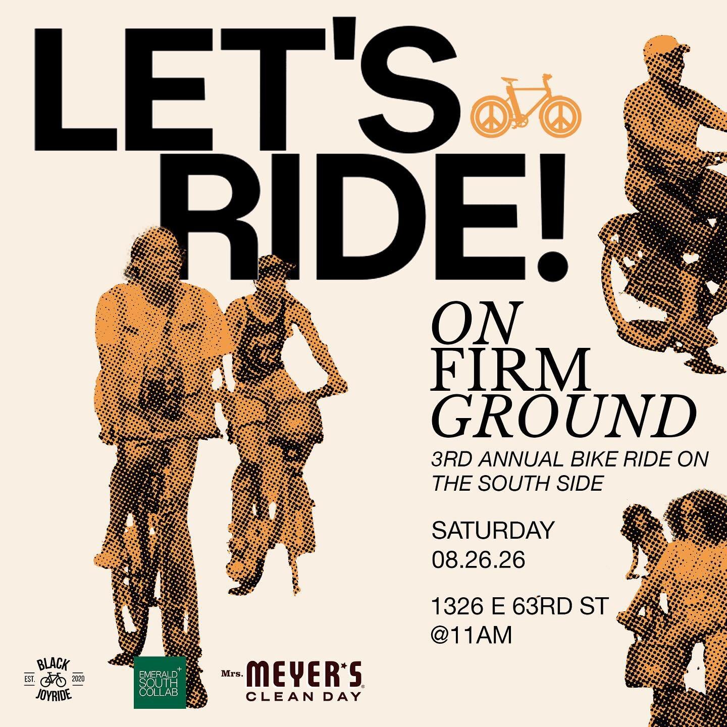 Join Emerald South and @blackjoyride for our 3rd annual South Side neighborhood bike ride on Saturday, August 26. We&rsquo;ll start and end at our Woodlawn garden supported by @mrsmeyerscleanday. We&rsquo;ll have a limited number of free Divvy bikes 