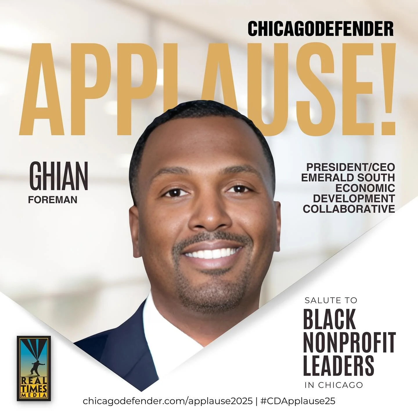 Let's give it up for @ghianforeman, our President and CEO, on his well-deserved recognition as a Nonprofit Leader by the @chicagodefender! Huge congratulations! 

#CDApplause25