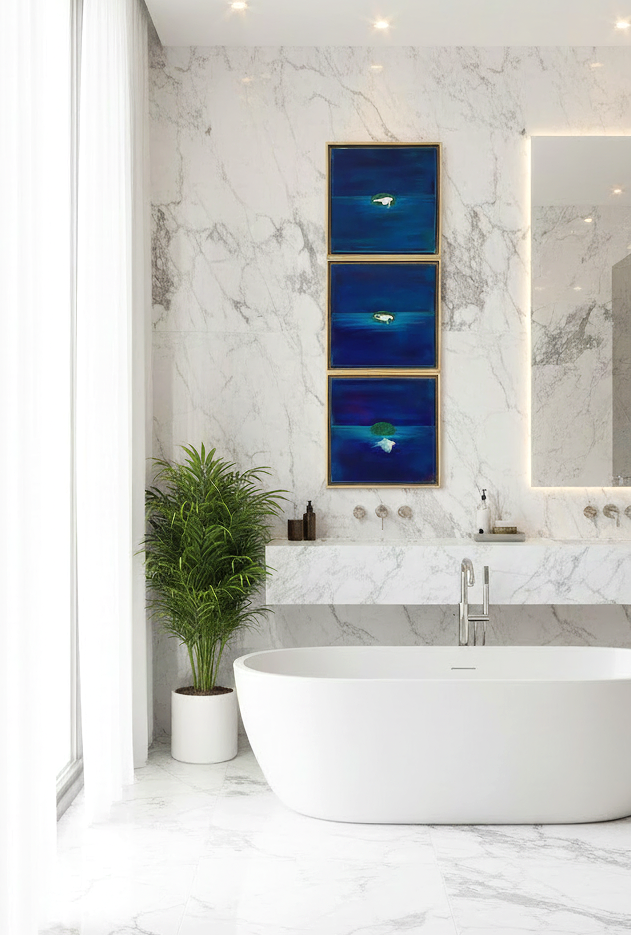    "REVERIE ON SEA"  triptych, oil on canvas, 120 x 45 cm   ©Claire Petit 