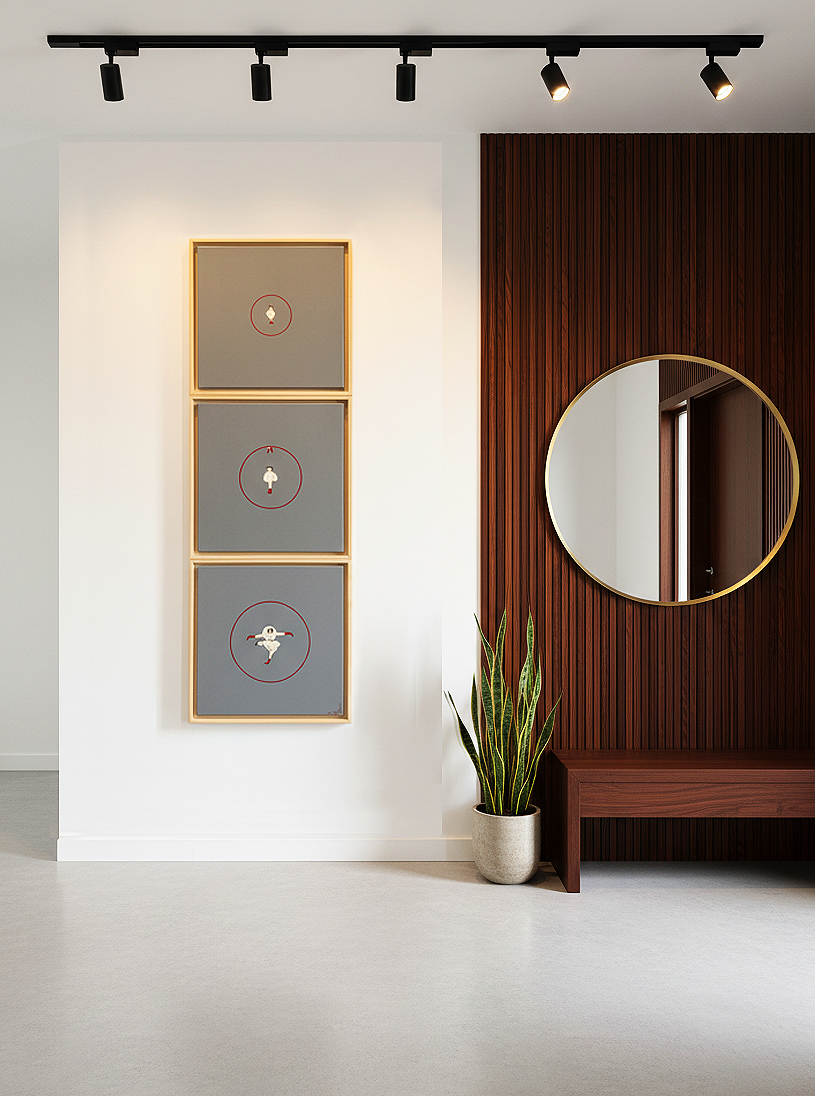 "GREY TRIPTYCH",  oil on canvas, 126 x 42 cm      ©Claire Petit