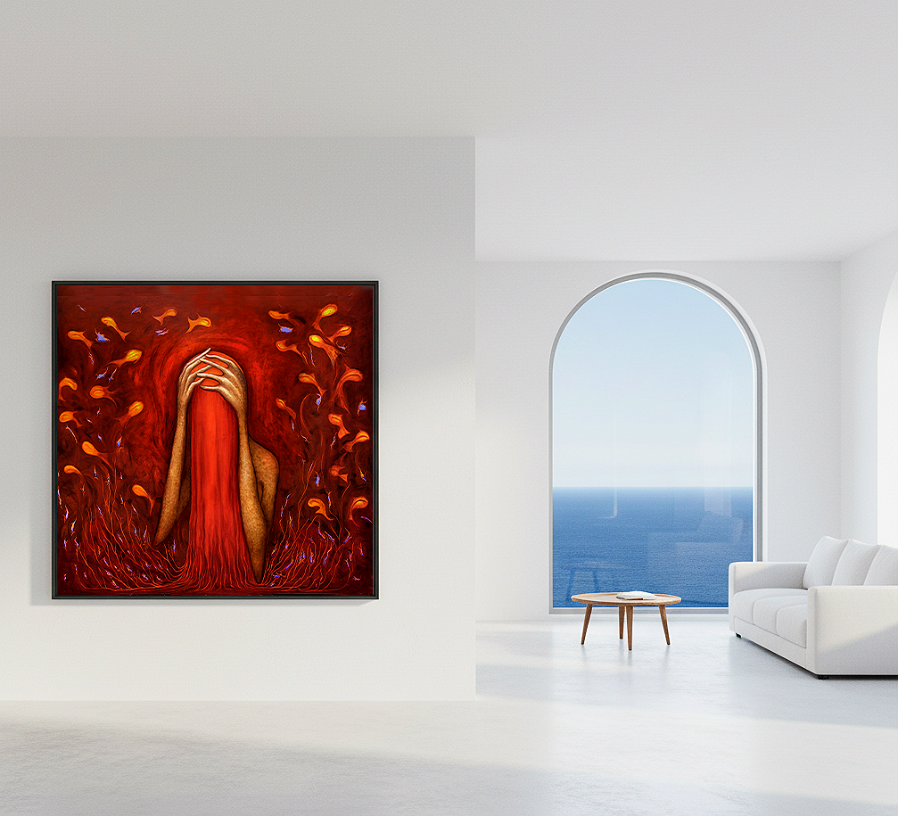    "BAD NEWS"   oil on canvas 190 x 190cm        ©Claire Petit 