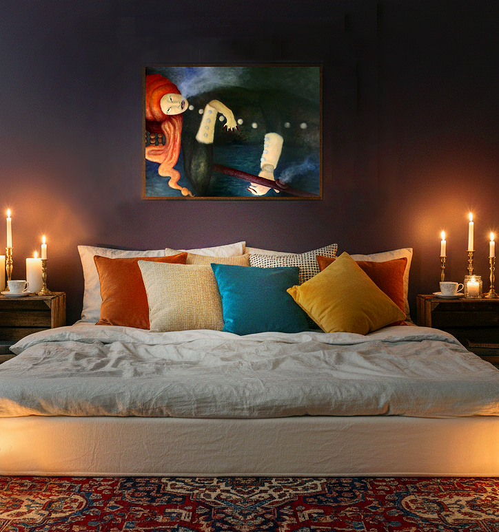 "FUMEUSE D'OPIUM"  oil on wood           ©Claire Petit