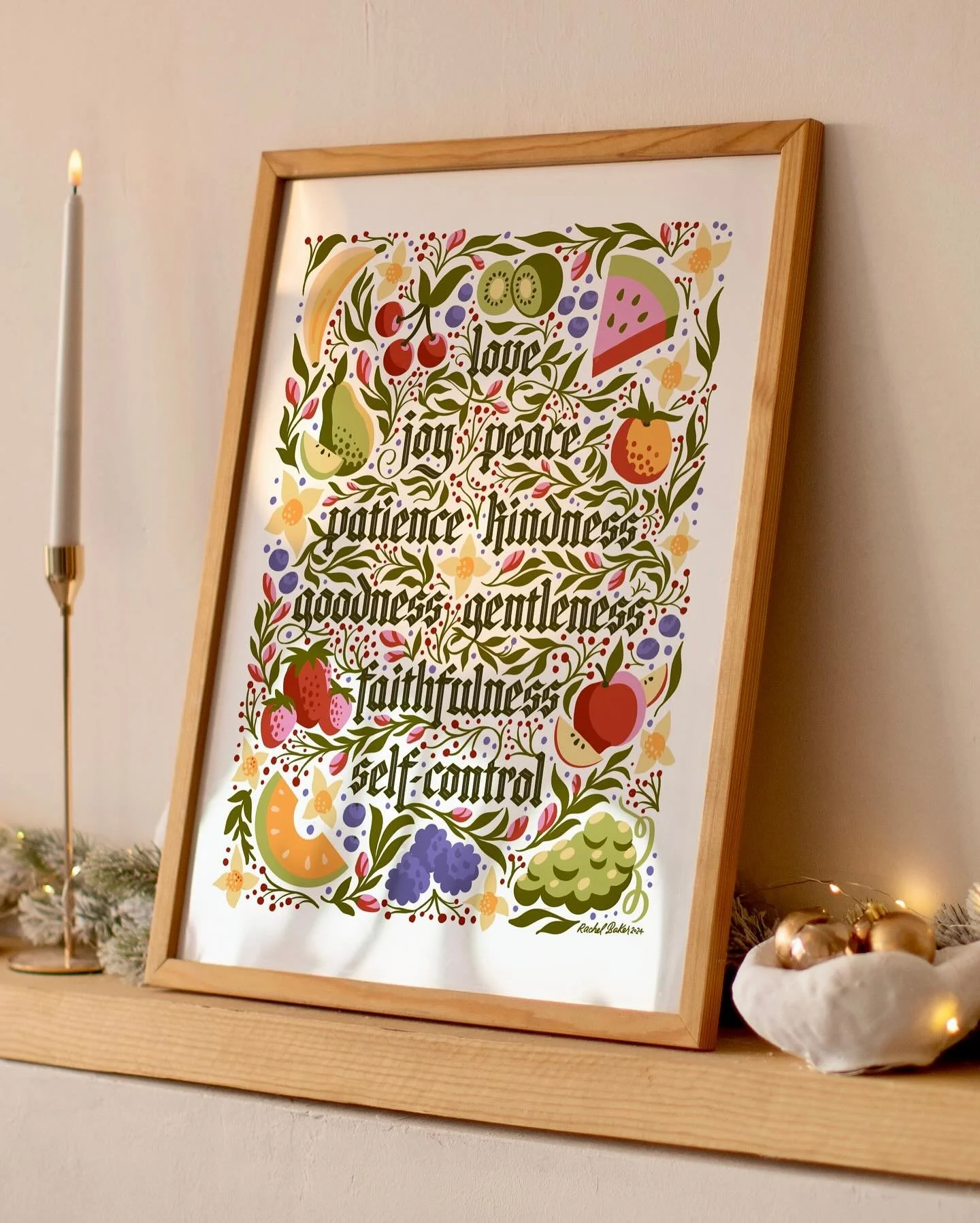 I&rsquo;m having a blackletter moment. I handlettered and illustrated this print based on Galatians 5, which I&rsquo;ll have with me this Saturday at the @augustahandmadefair . This is the only event I&rsquo;m doing this year so come on down and say 