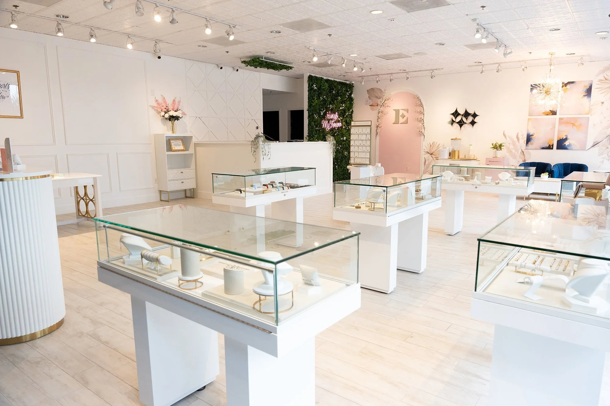 store interior with jewelry cases