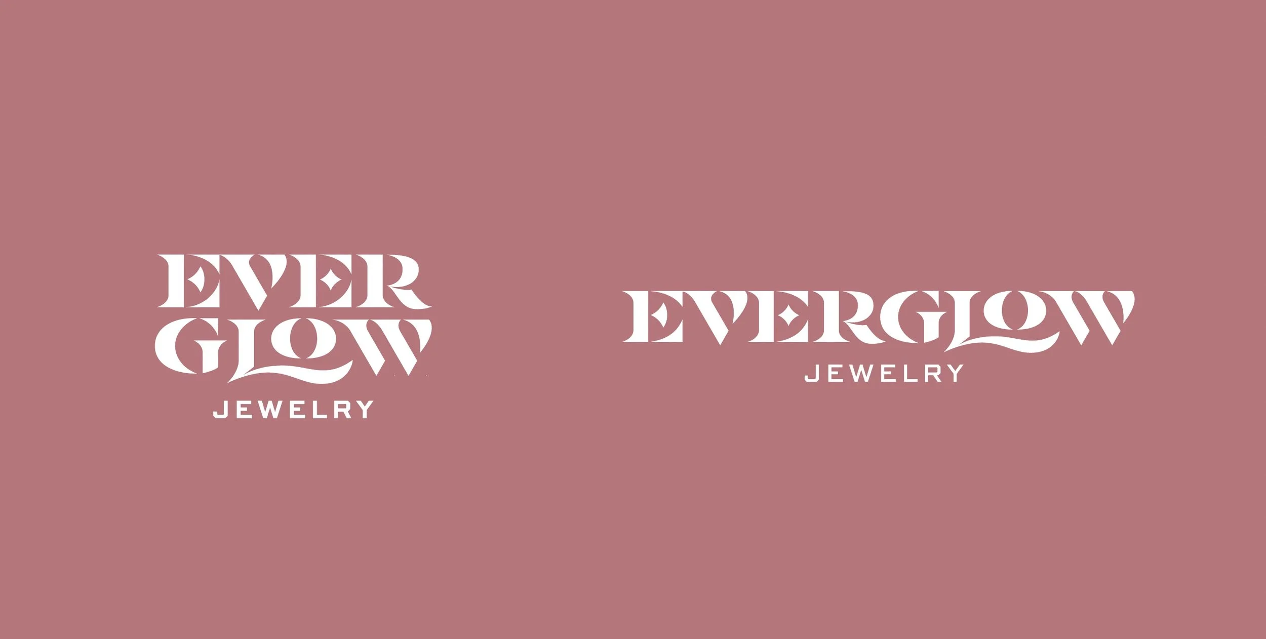 final Everglow Jewelry logos on a pink background