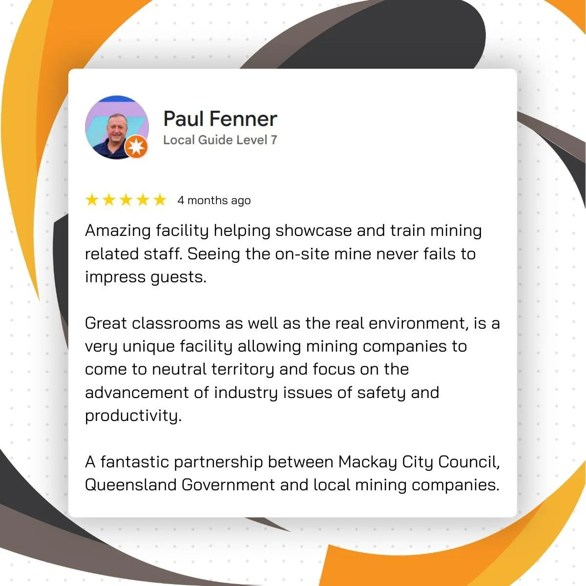 ⭐⭐⭐⭐⭐ Always grateful for the feedback we receive. It fuels our mission to support innovation, spark collaboration and move the resources industry forward.

@mackaycouncil 
@qldgov