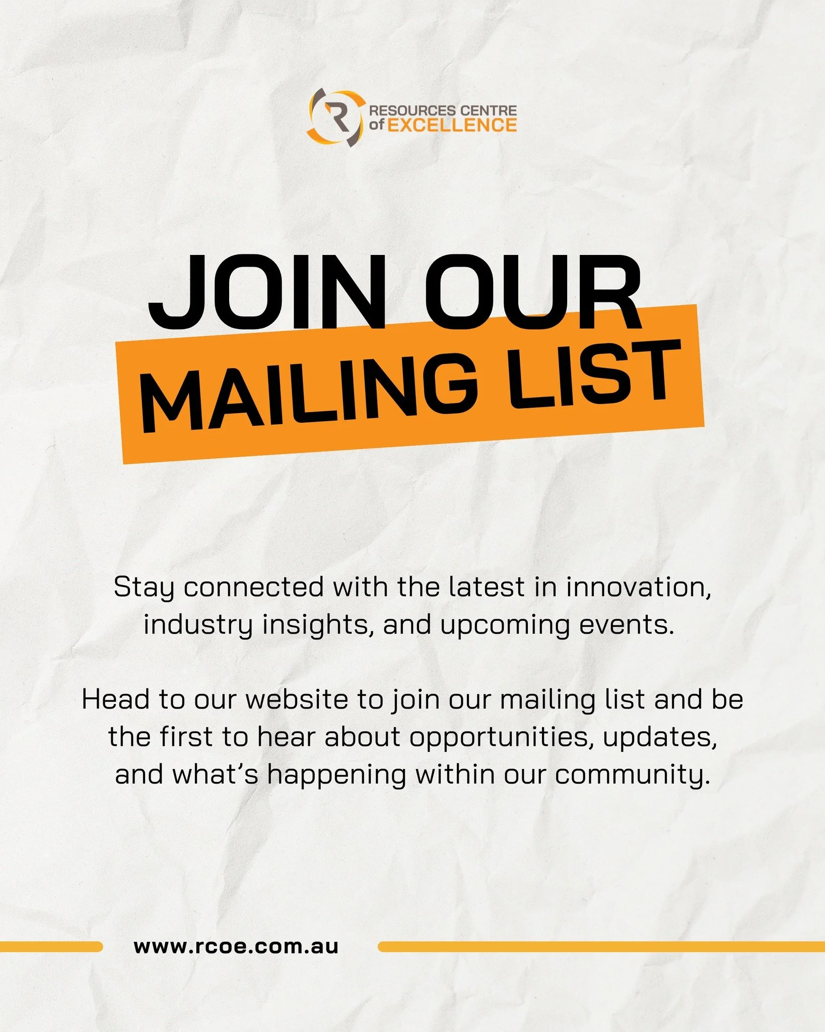 Stay in the loop with everything happening across the industry 💡

Head to our website to stay connected ➡️ www.rcoe.com.au