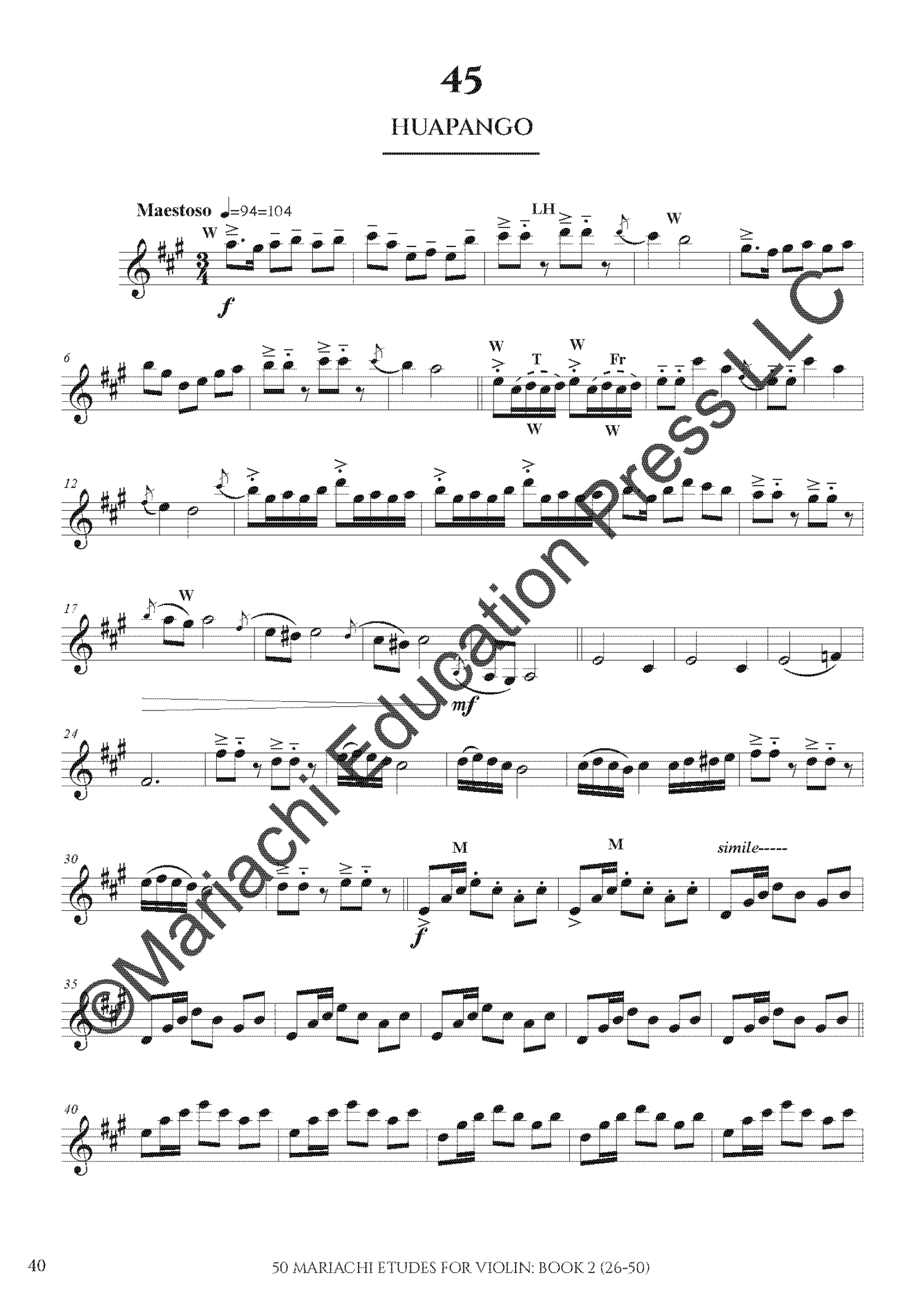 50 Etudes for Violin: Book 2 (26-50) — Mariachi LLC