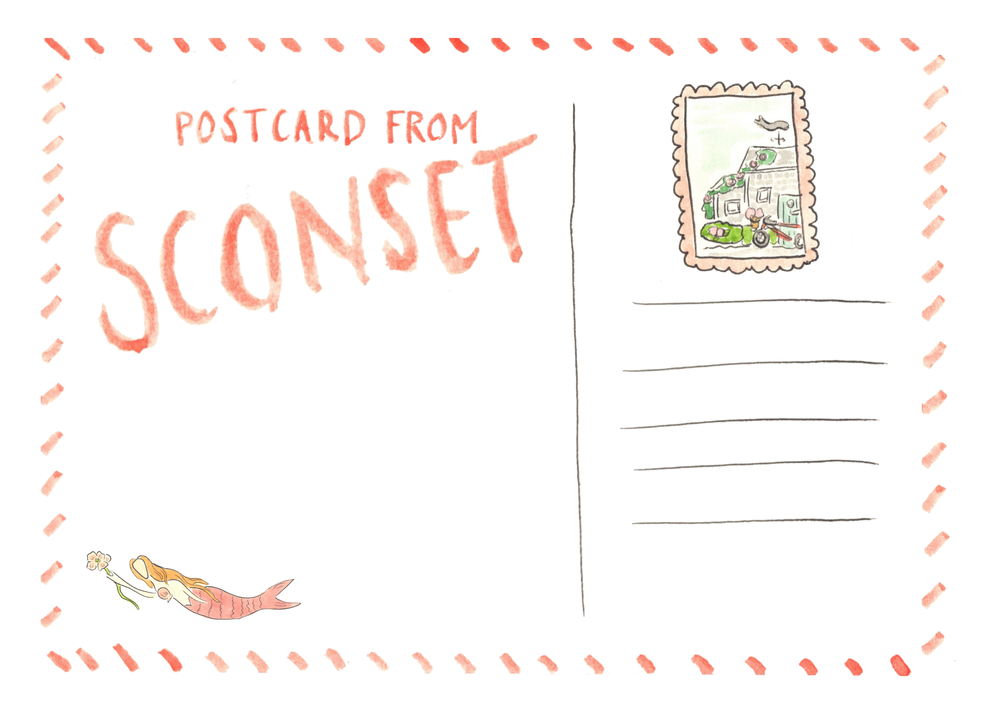 Sconset postcards with mermaids.png