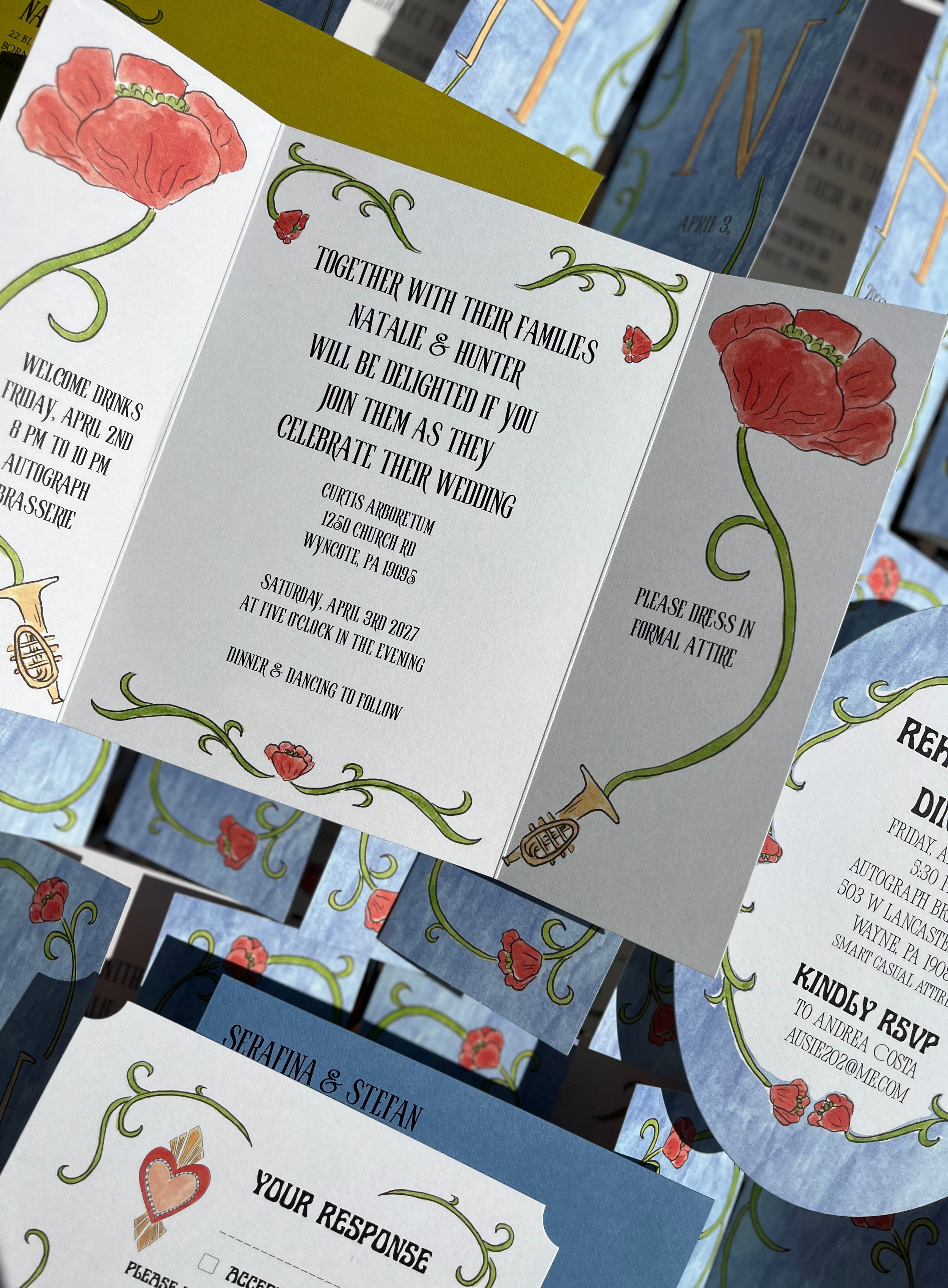 Midcentury Modern, Art Deco Inspired Stationery Suite