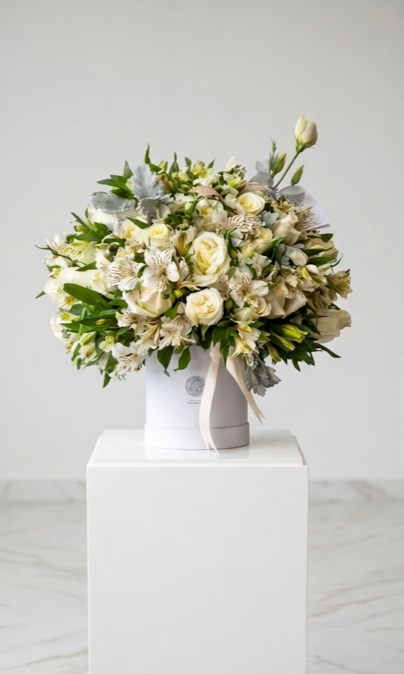 Flower Box con flores blancas