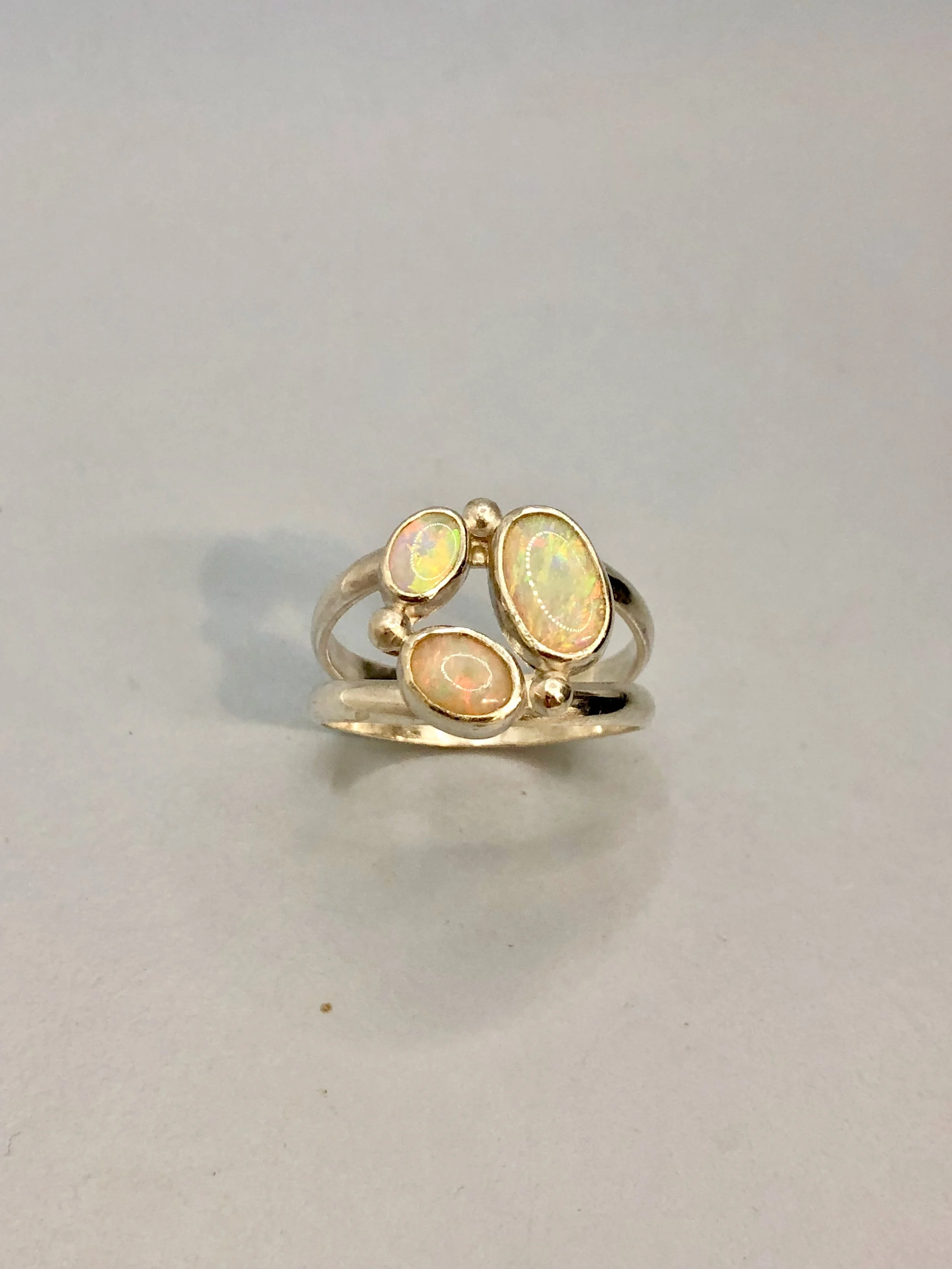 Sterling Silver Ring With Three Opals