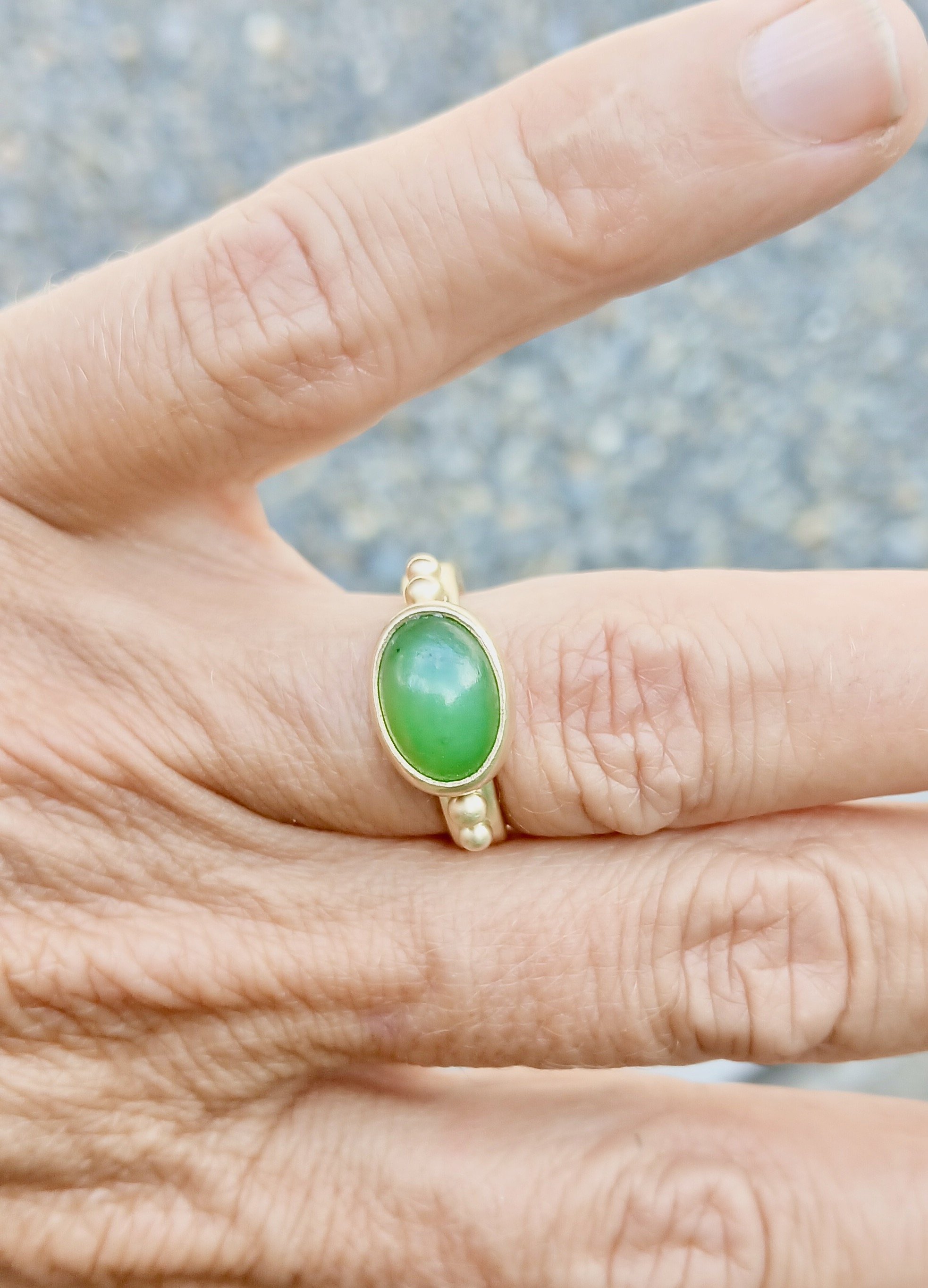 NZ Pounamu & 14k Yellow Gold Ring