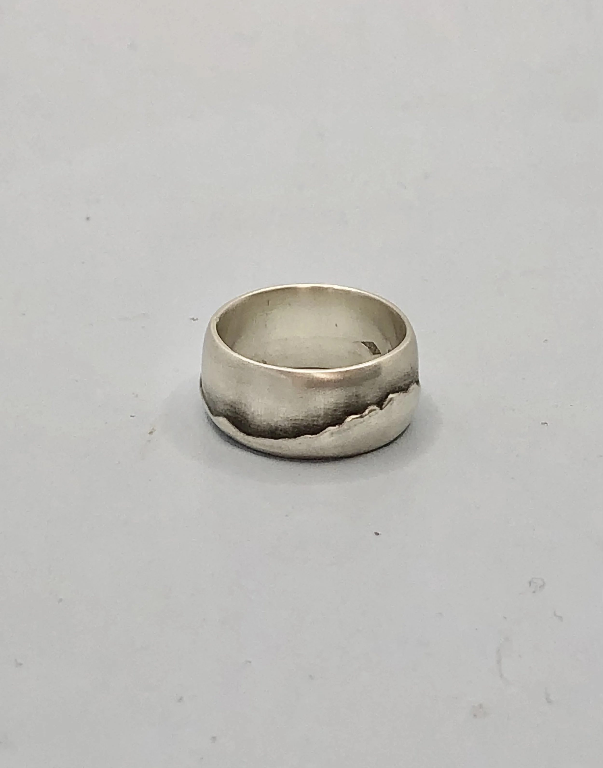 Taranaki ranges ring flat lay showing full mountain skyline wrap. Taranaki, Pouakai, Pukeiti, Kaitake