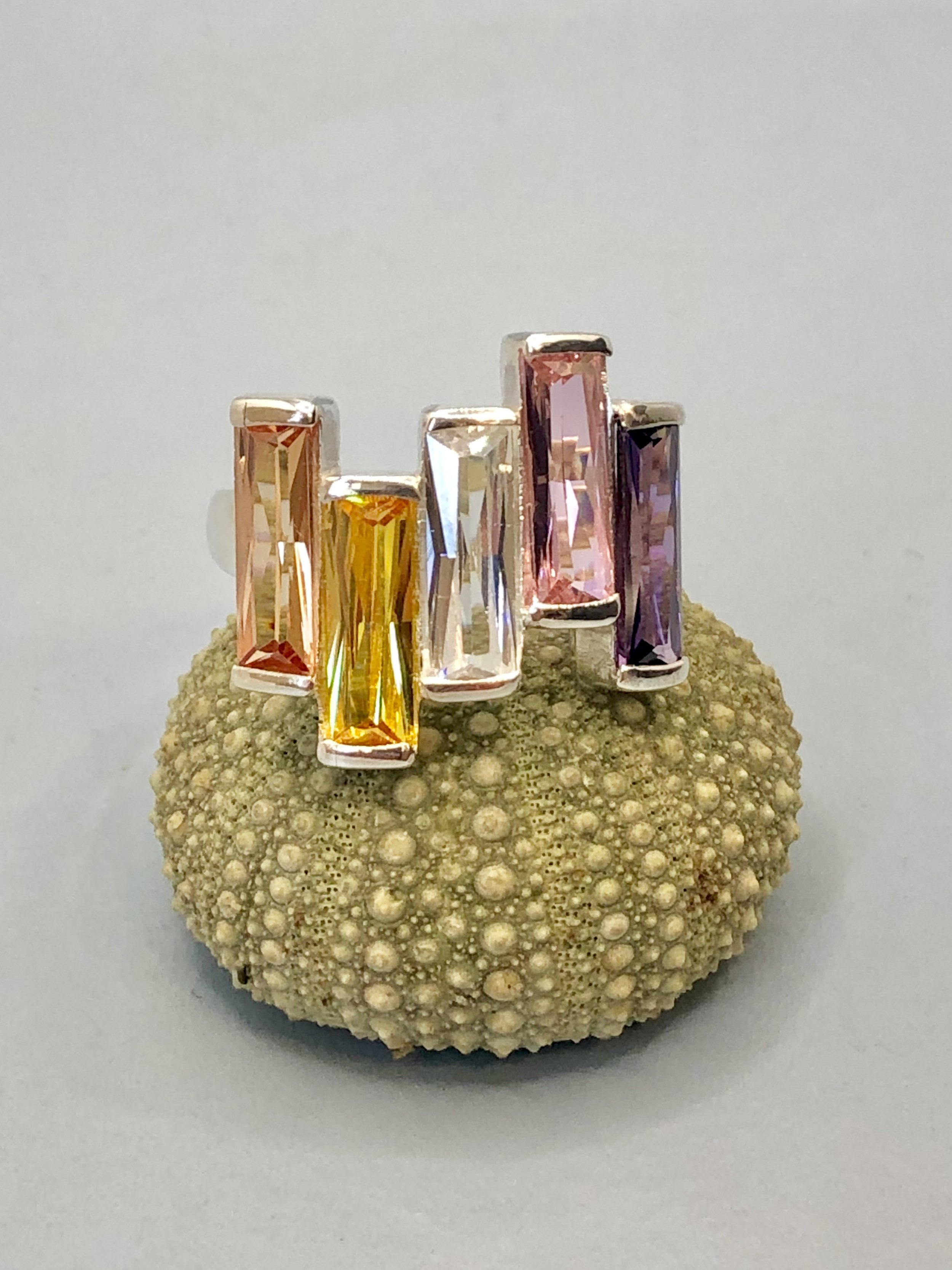 Murano Glass Staggered Sterling Silver Ring