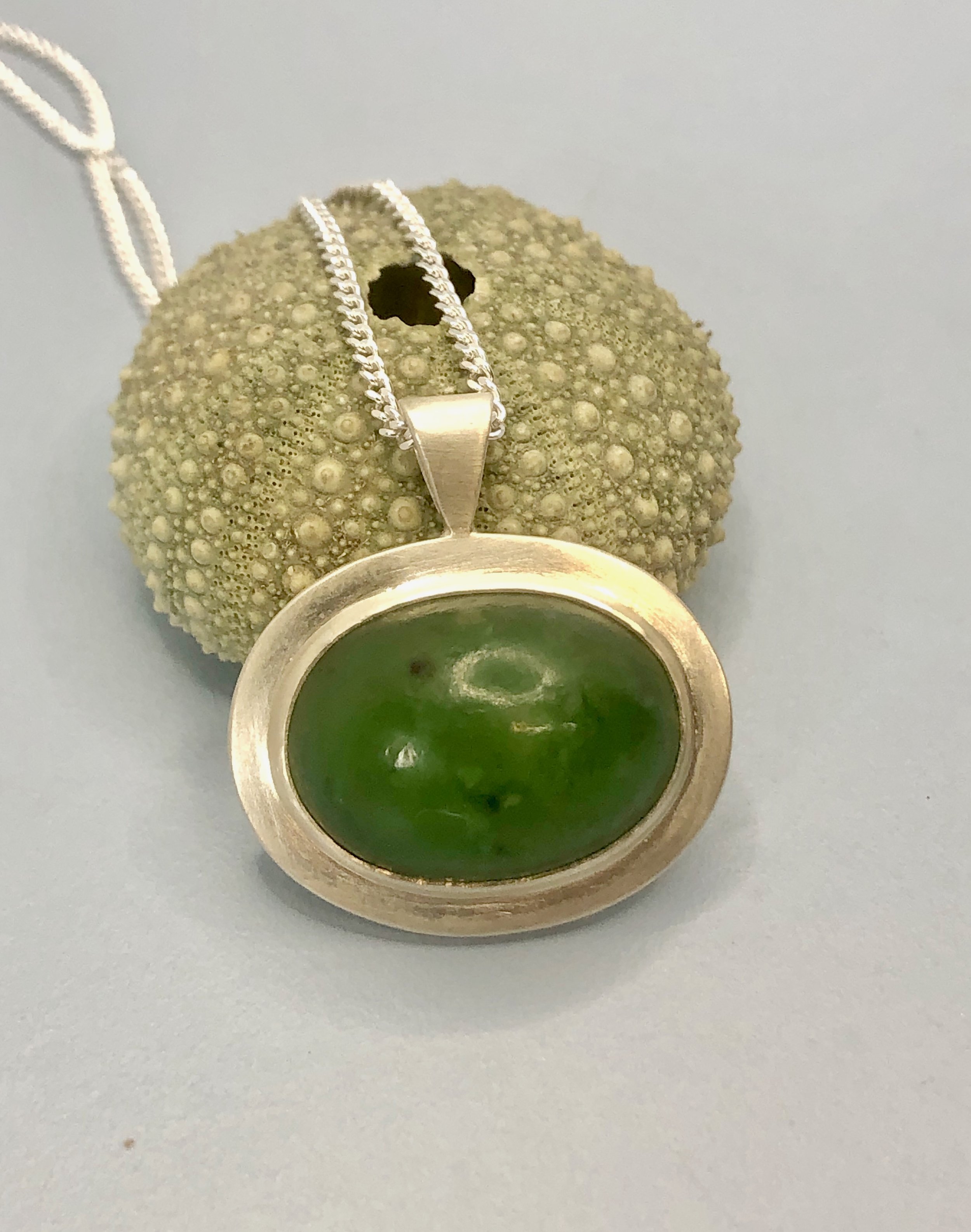 Oval Domed & Sterling Silver Pendant