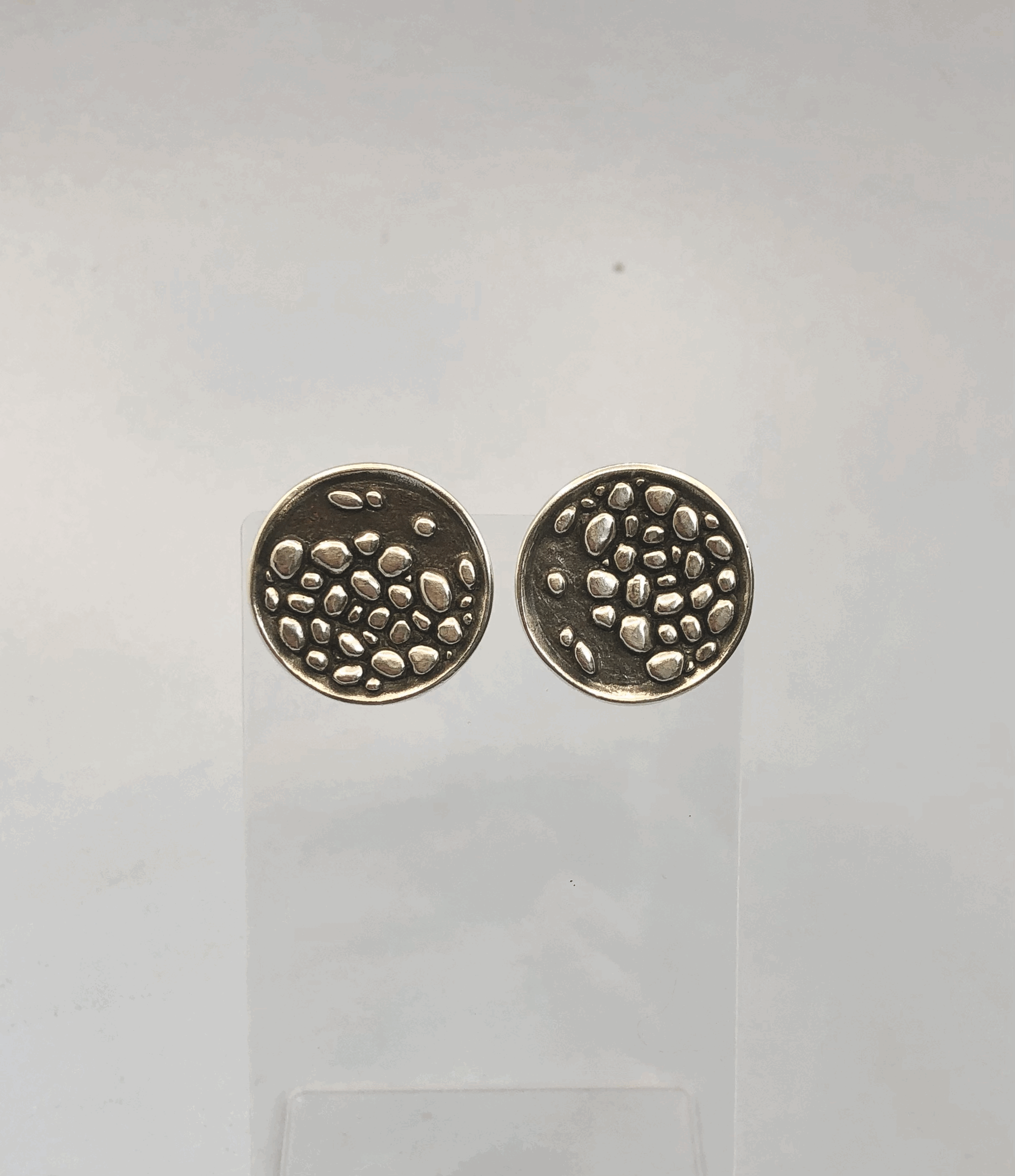 Front view of stony river sterling silver studs