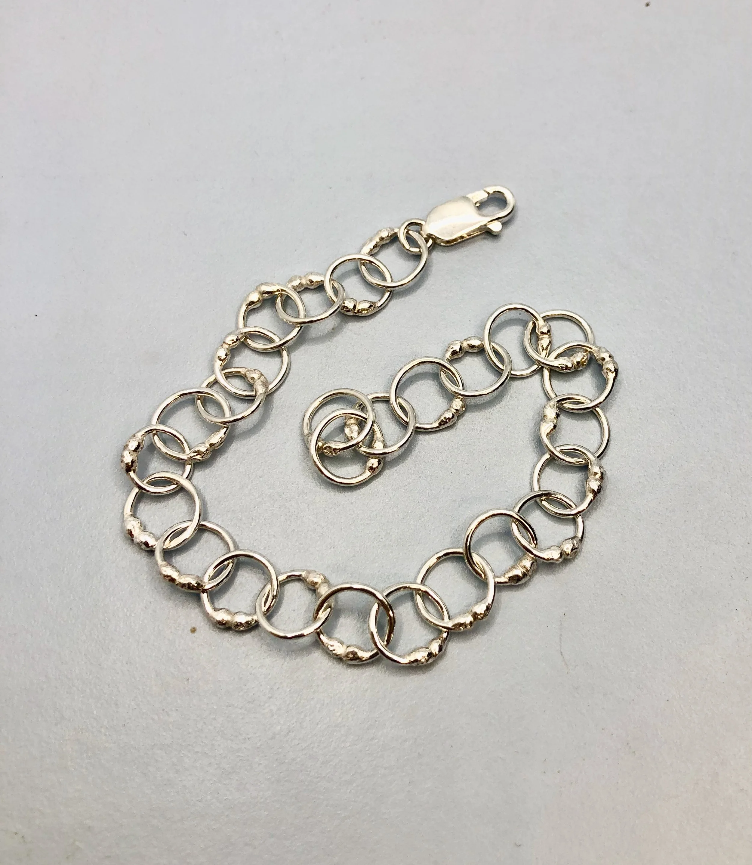 Sterling silver ball-link chain bracelet with lobster clasp