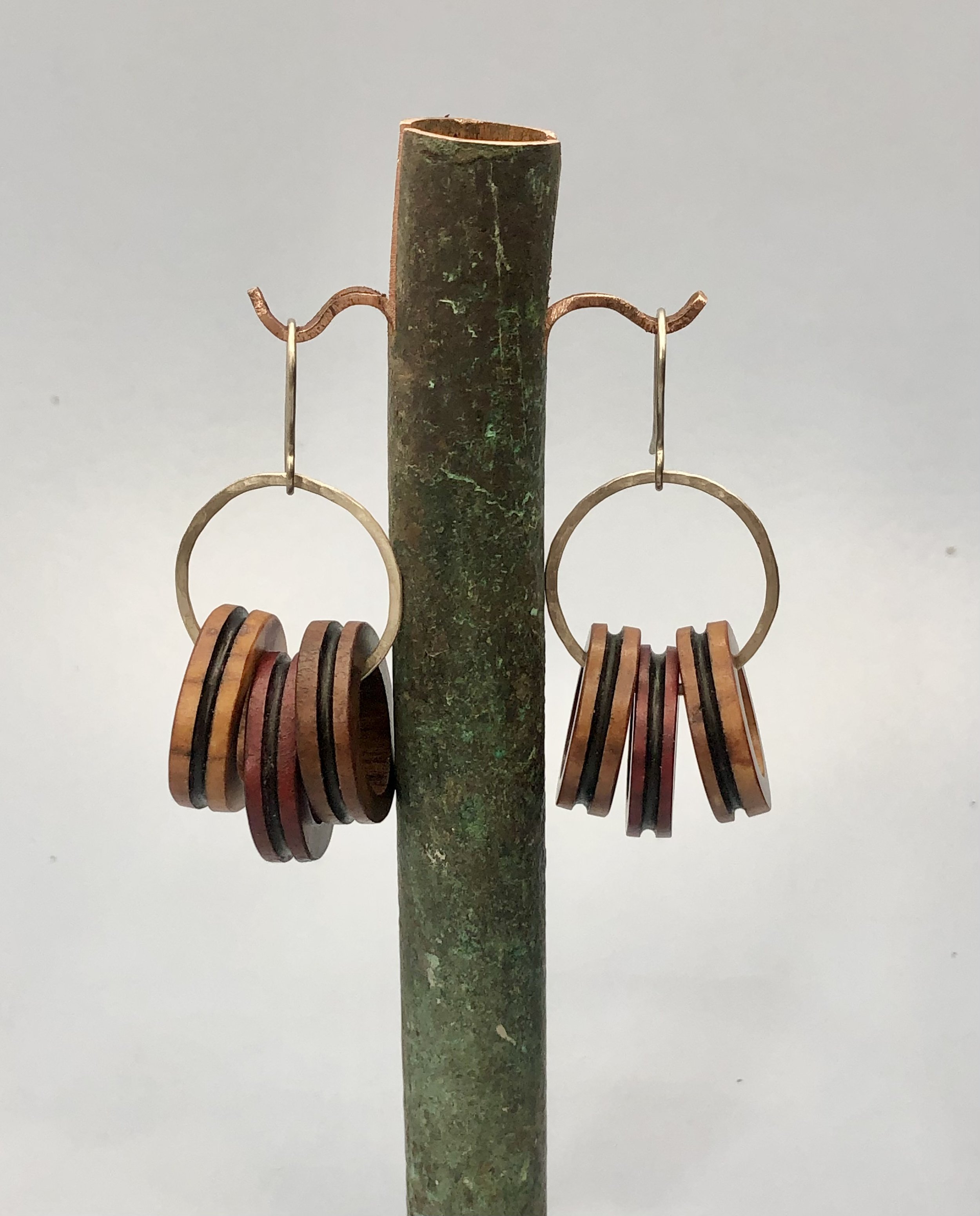 Dyed antler trio earrings
