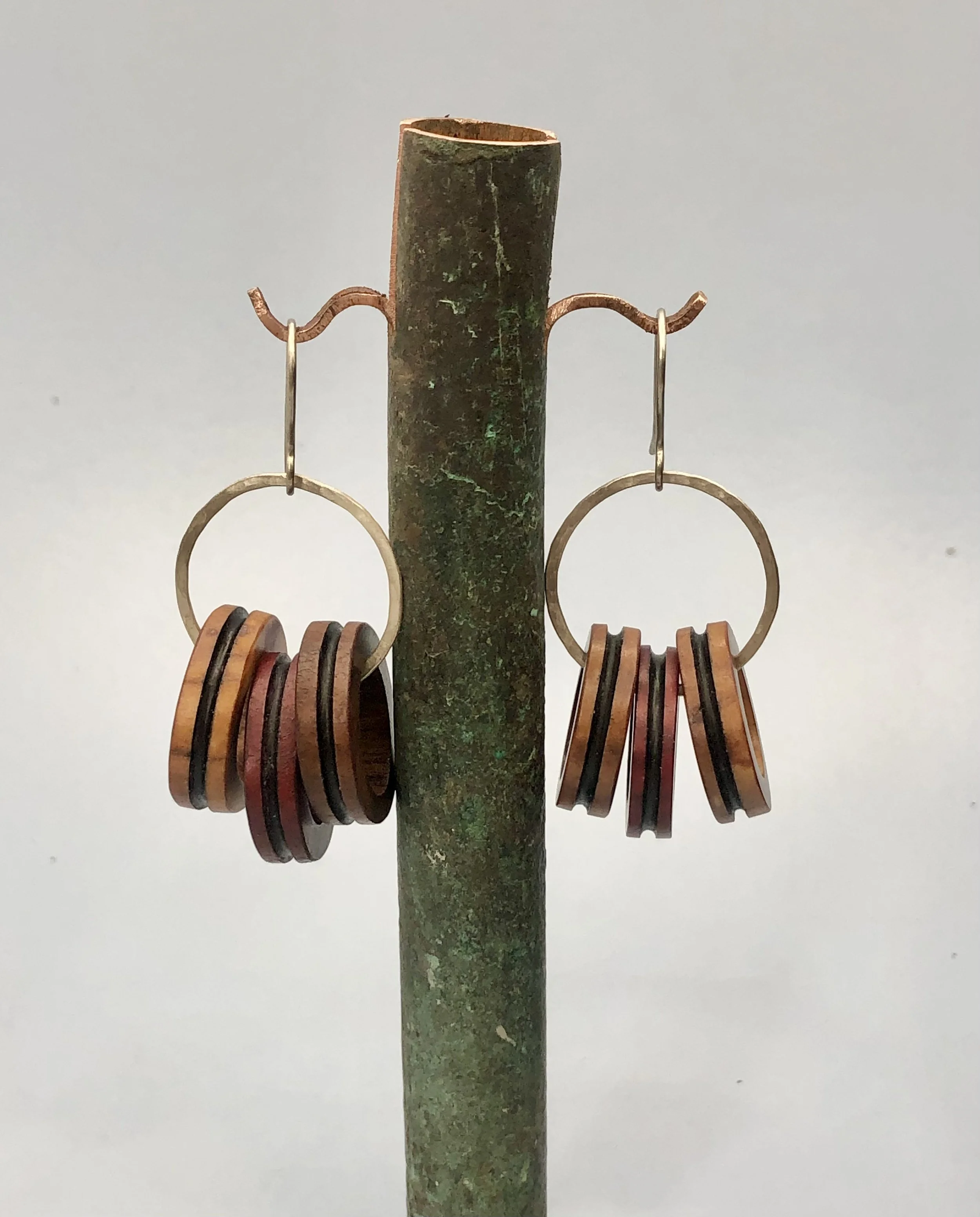 Dyed antler trio earrings