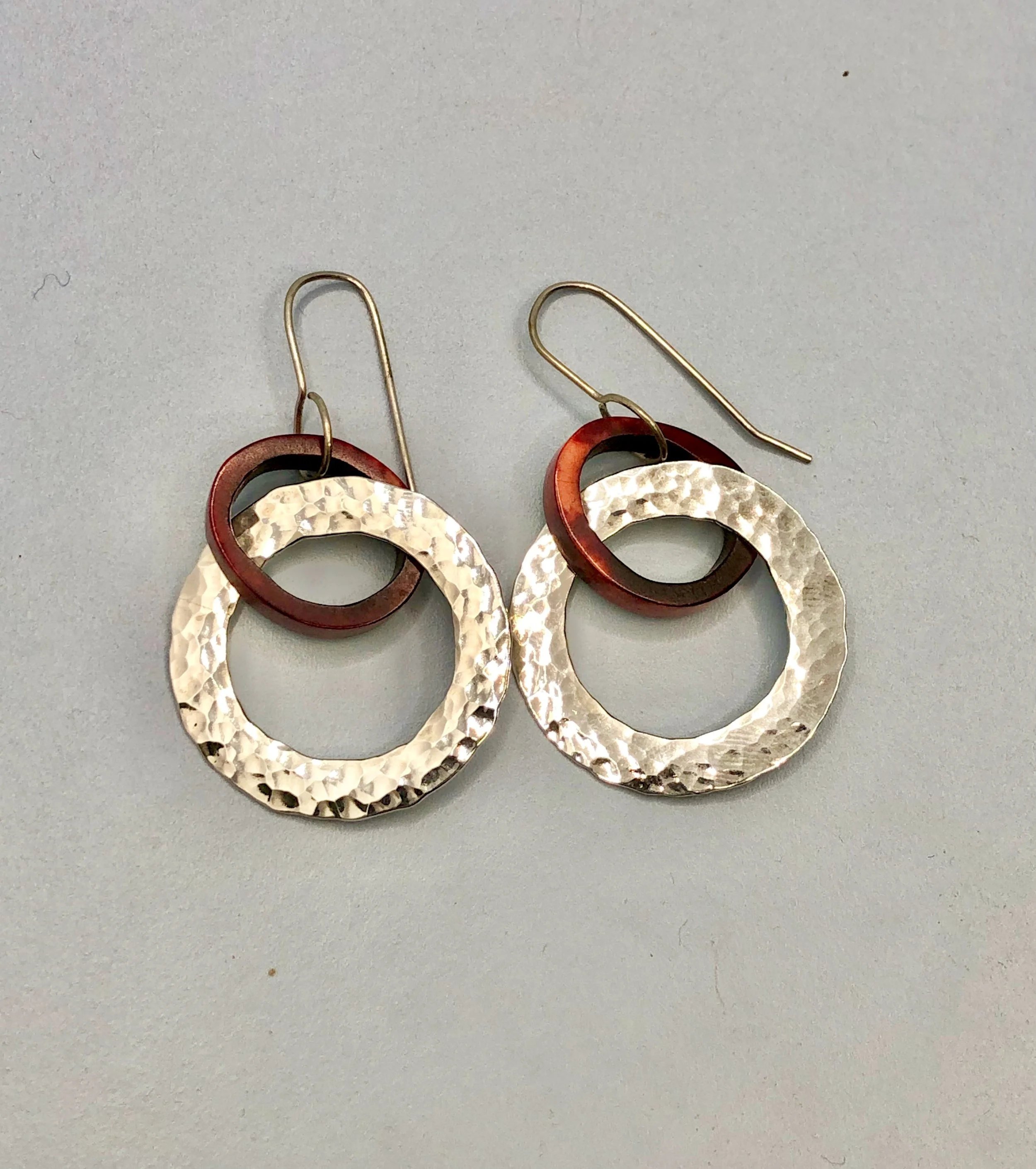 Naturally dyed antler earring detail showing texture