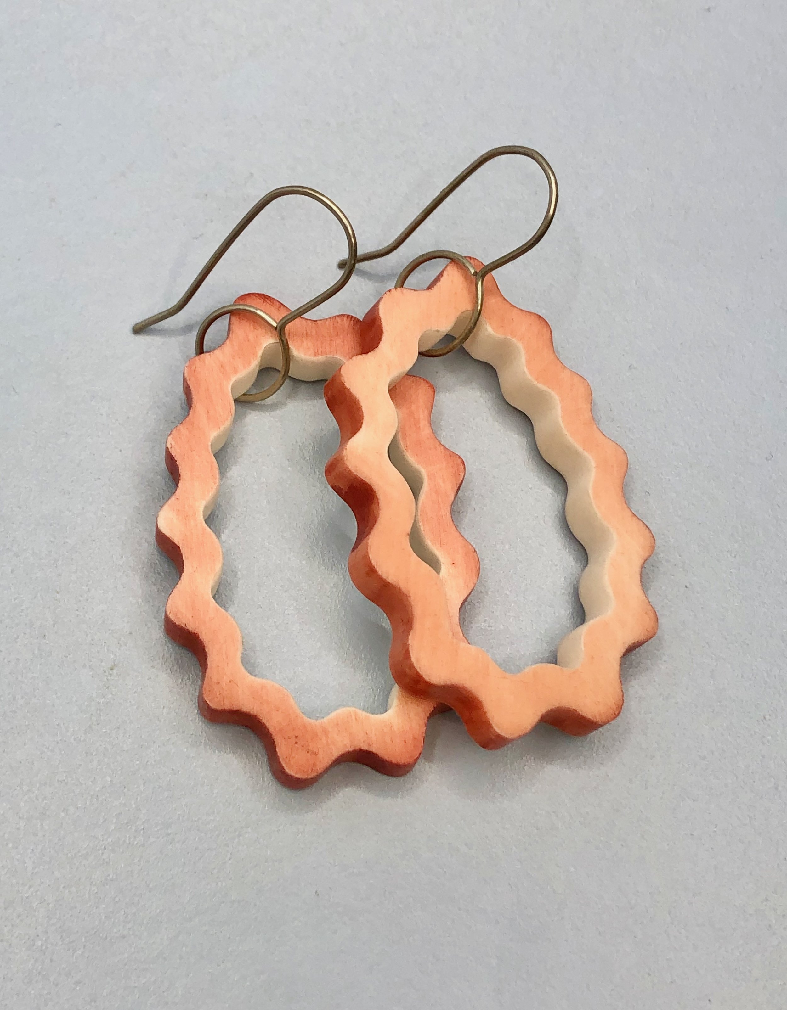 Pink Bone Squiggle Earrings
