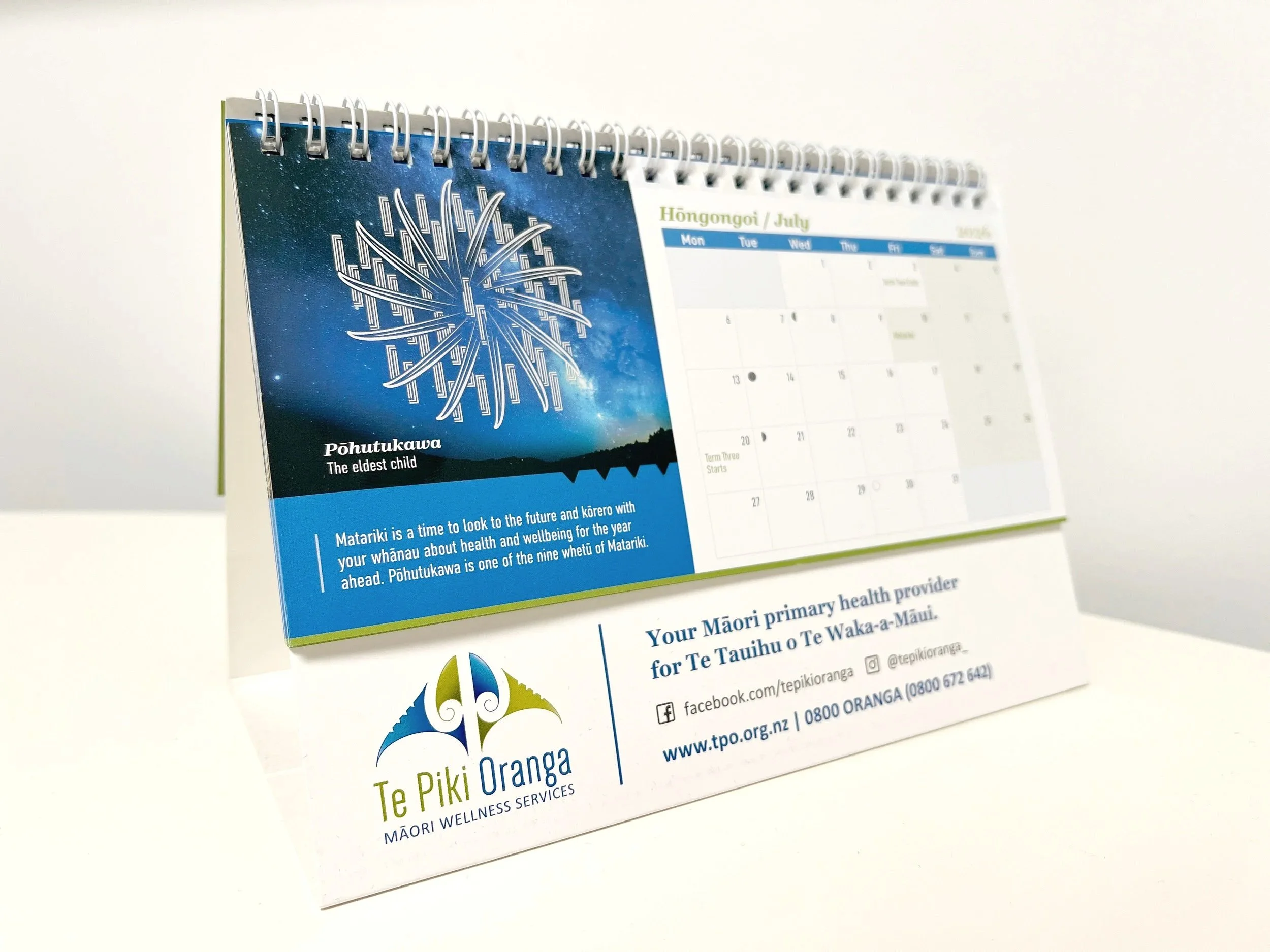 Te Piki Oranga – Matariki-focused desk calendar.