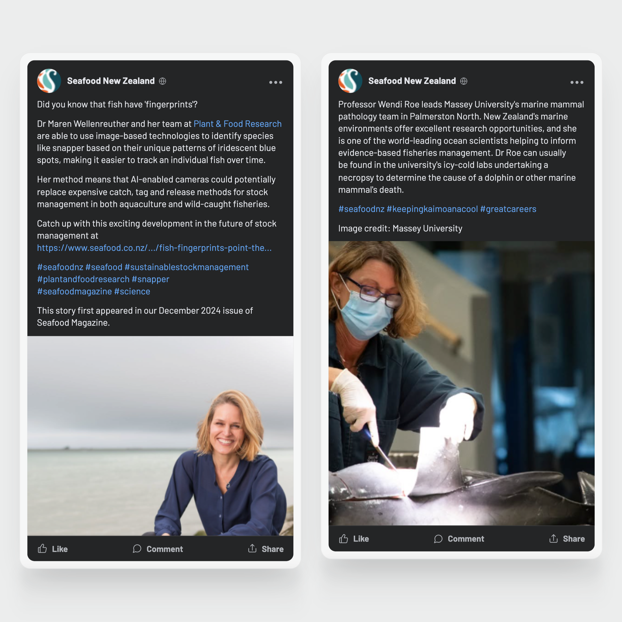 Using our influence to amplify, we broadened the reach of Plant & Food Research and Massey University's science to Seafood NZ's audiences on social media.