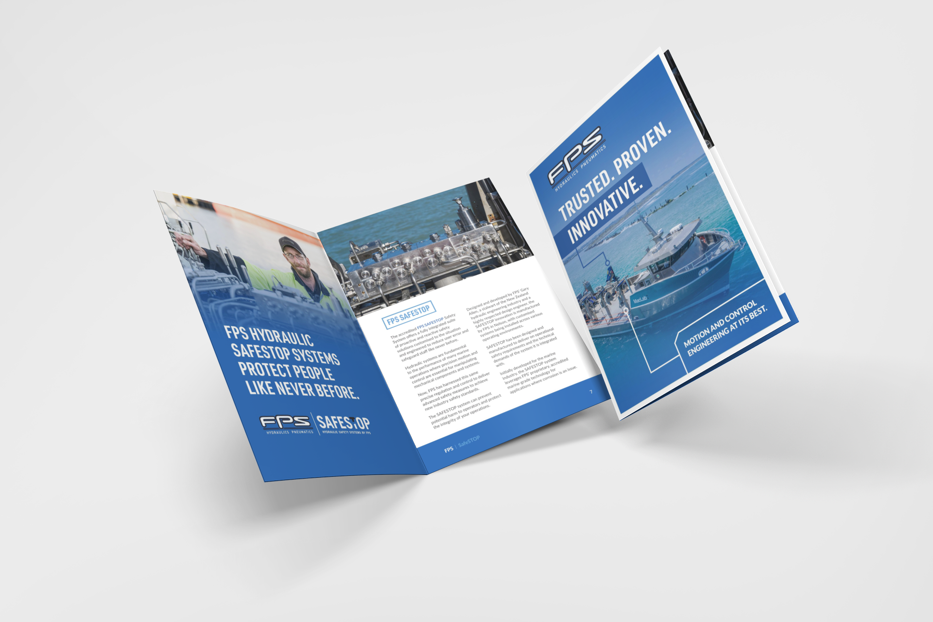 Services summary brochure focusing on the marine industry for FPS.