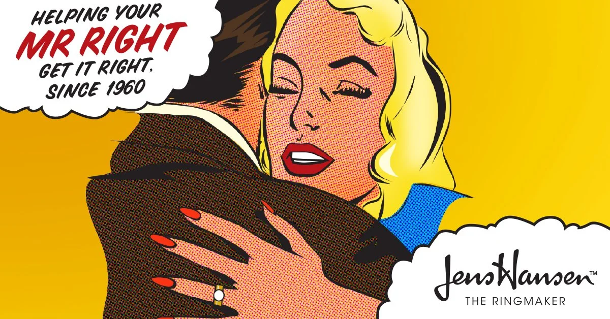 A colourful campaign to support Jens Hansen engagement ring sales.