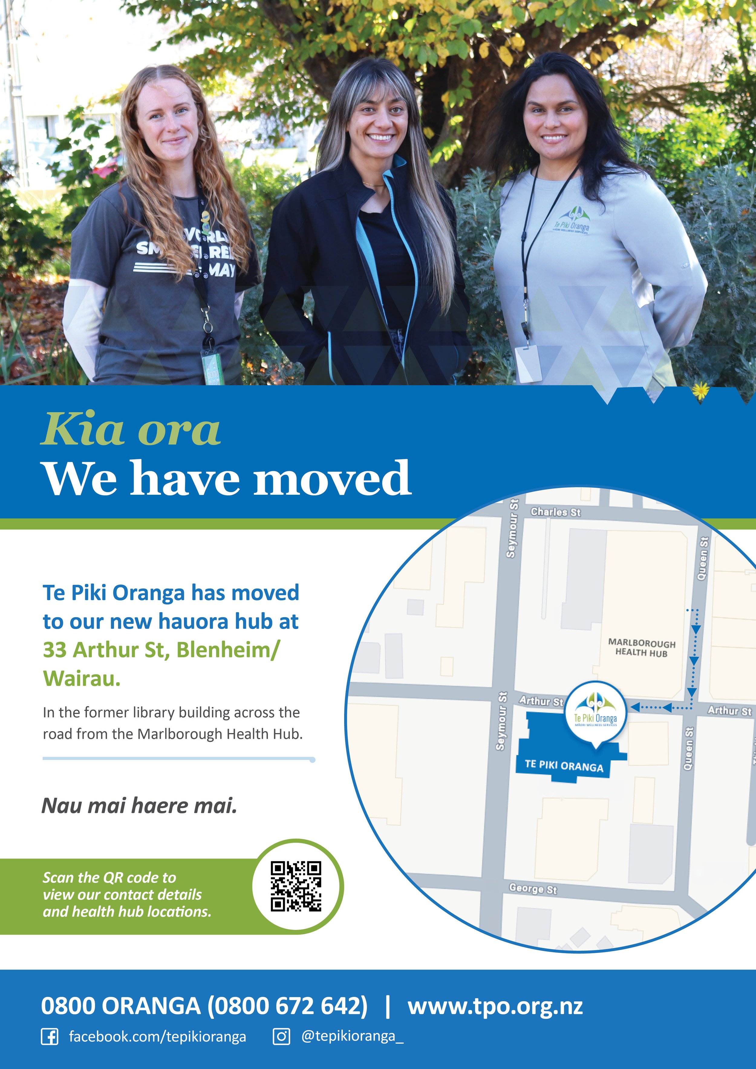 Te Piki Oranga – Relocation comms for Whakatū and Wairau hauora hubs.