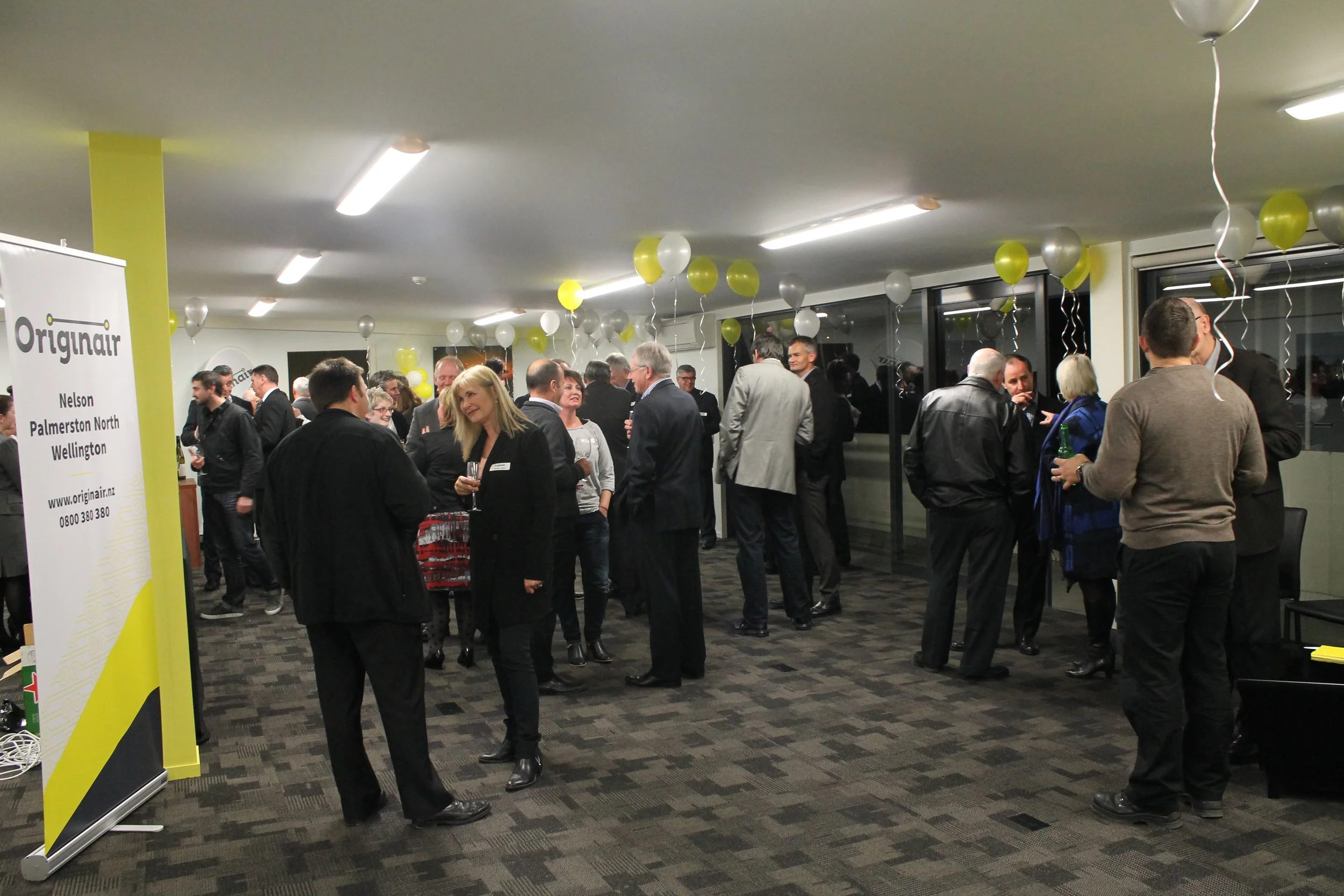 Two events were organised and held for the launch of Originair, one in Nelson before the first flight left and one in Palmerston North after the flight landed.