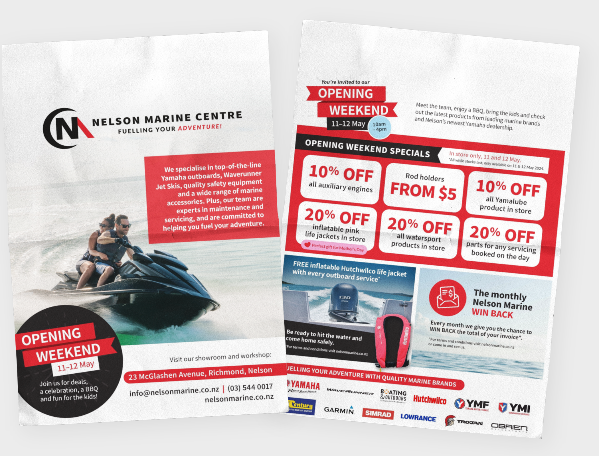 Nelson Marine Centre launch weekend collateral.