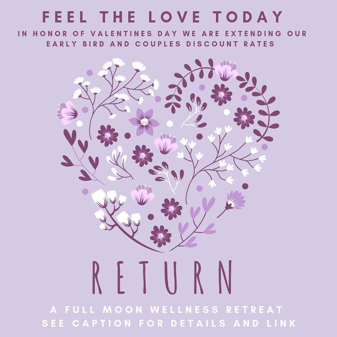 IN HONOR OF VALENTINES DAY AND ALL THE LOVE WE FEEL TODAY - WE ARE EXTENDING OUR EARLY BIRD RATES AND COUPLES DISCOUNT RATES FOR ANY AVAILABLE SPOTS/BOOKINGS LEFT! THIS OFFER WILL EXPIRE IN 10 DAYS.

GIVE YOUR LOVED ONE A GIFT THAT BOTH OF YOU NOT ON