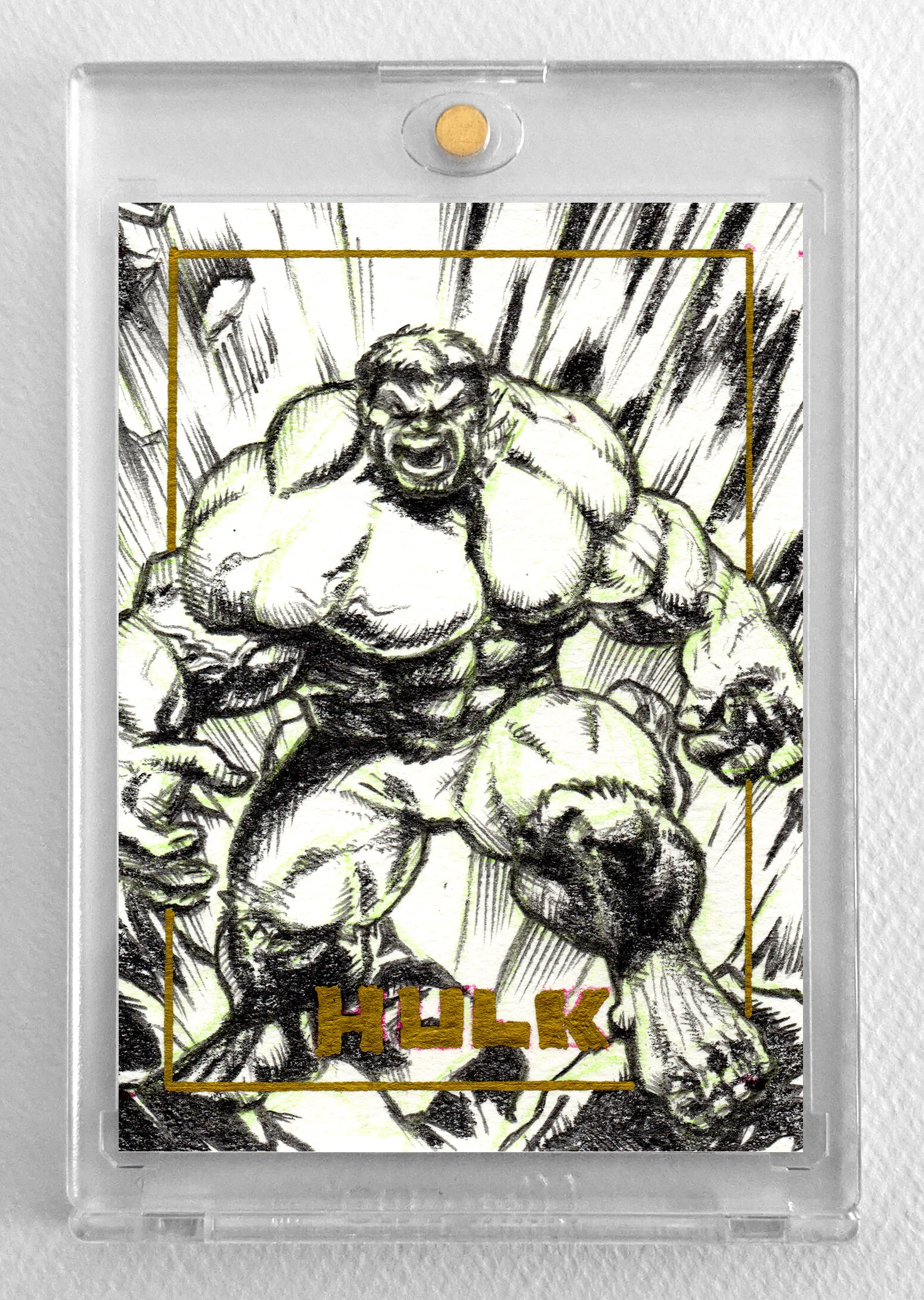 Hulk Sketch Card - Graphite Pencils, metallic ink