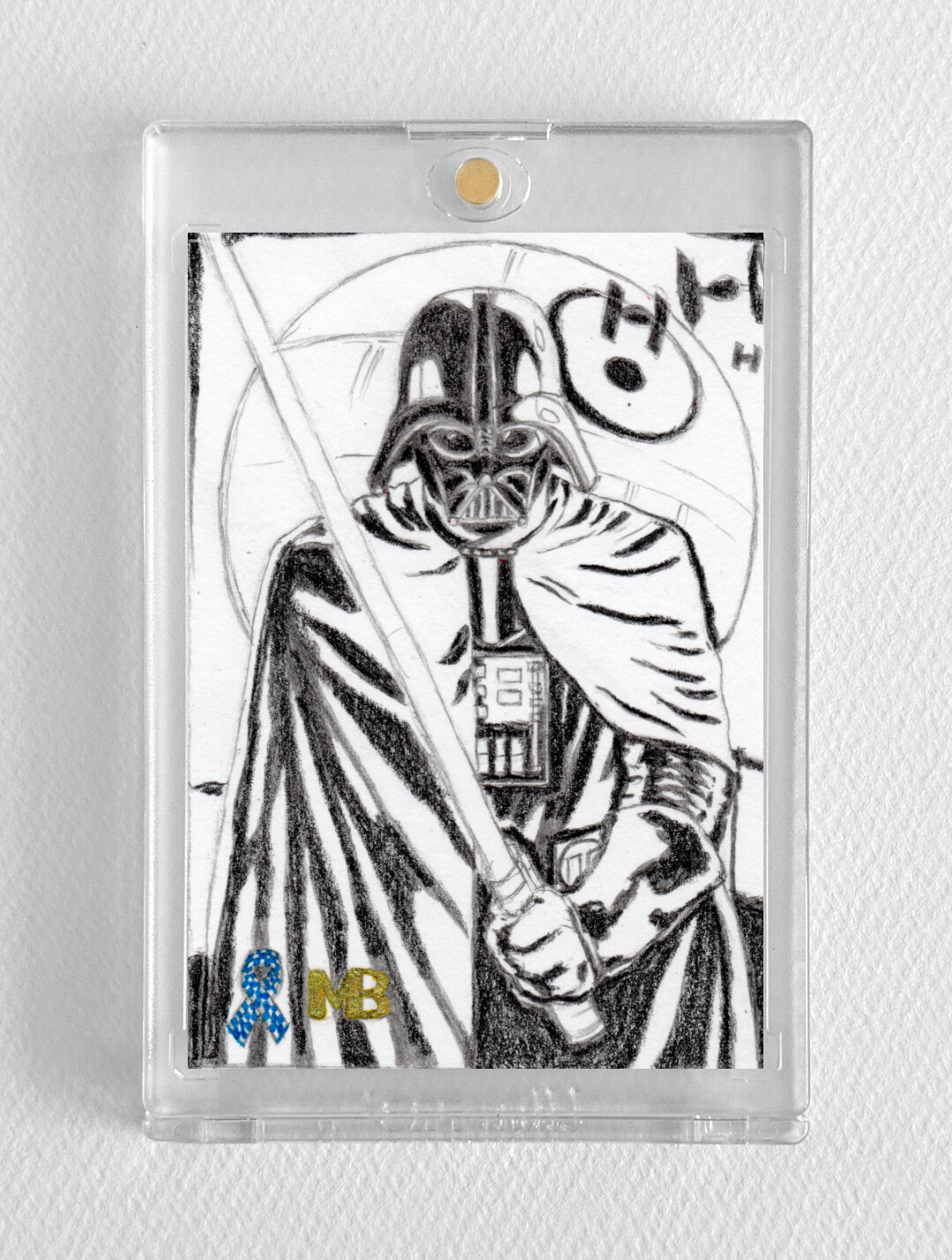 Step 02 - Shadows rendered. Darth Vader Sketch Card