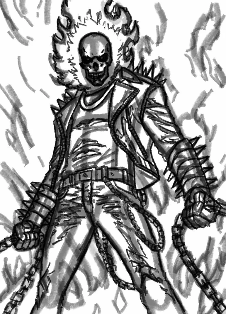 Ghost Rider by Mark Bartle Step 01 Sketch.jpg