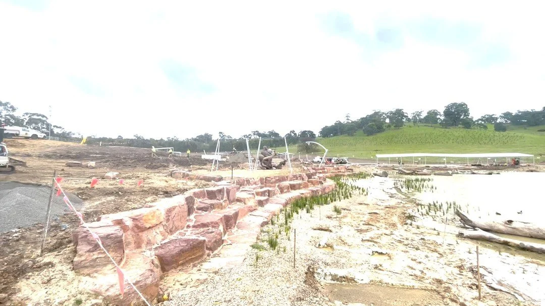 Site update at Granite Hills Major Community Park. The landscape, dam formations and structures are starting to rise up from the chaos of the construction site. The delicate, yet robust structures are doing a nice job of lightly hovering above the la
