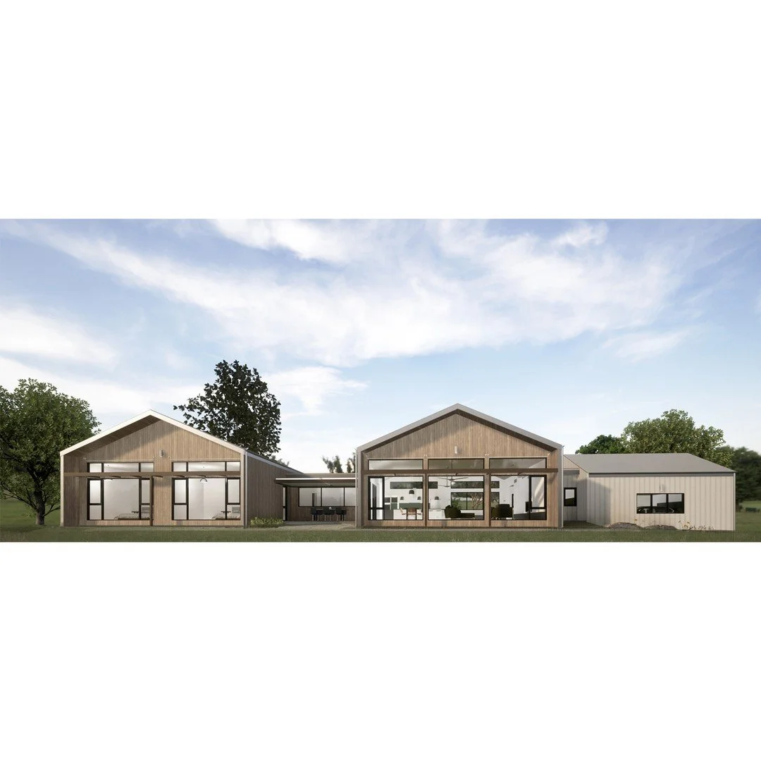 Some recent images of our new courtyard country house located in the south-east Gippsland region of Victoria on the lands of the Gunaikurnai People . The clients have a strong love of New Zealand barn style architecture which drove the building style