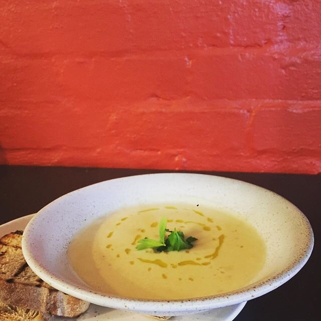 Is there any thing better than soup? 
We like to call this guy our multi tasker.

Leek and potato soup on our specials board today. Can be served vegan or vego or with delectable Tassie scallops. We add a touch of lemon and our sourdough bread, my wo