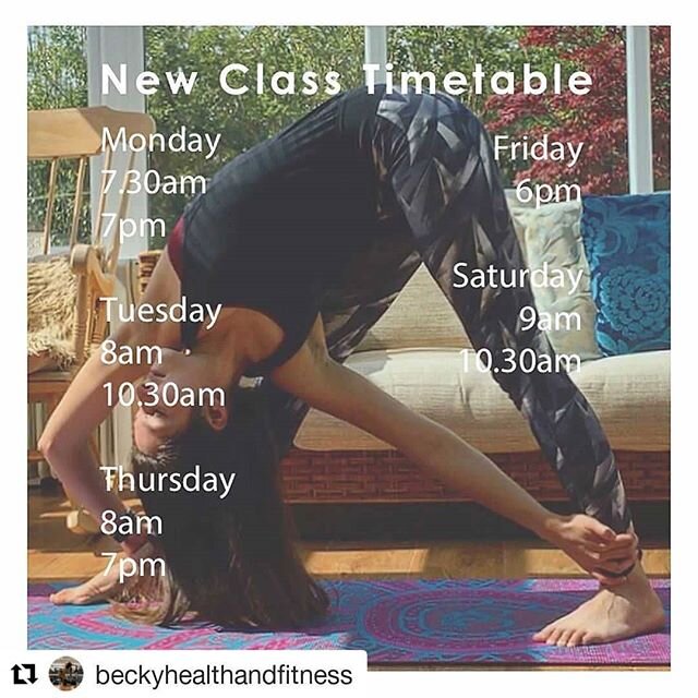 Check out @beckyhealthandfitness new yoga timetable starting Monday. .
.
.
.
#workout #training #yoga #yogaeverydamnday #training #exercisemotivation #fitness