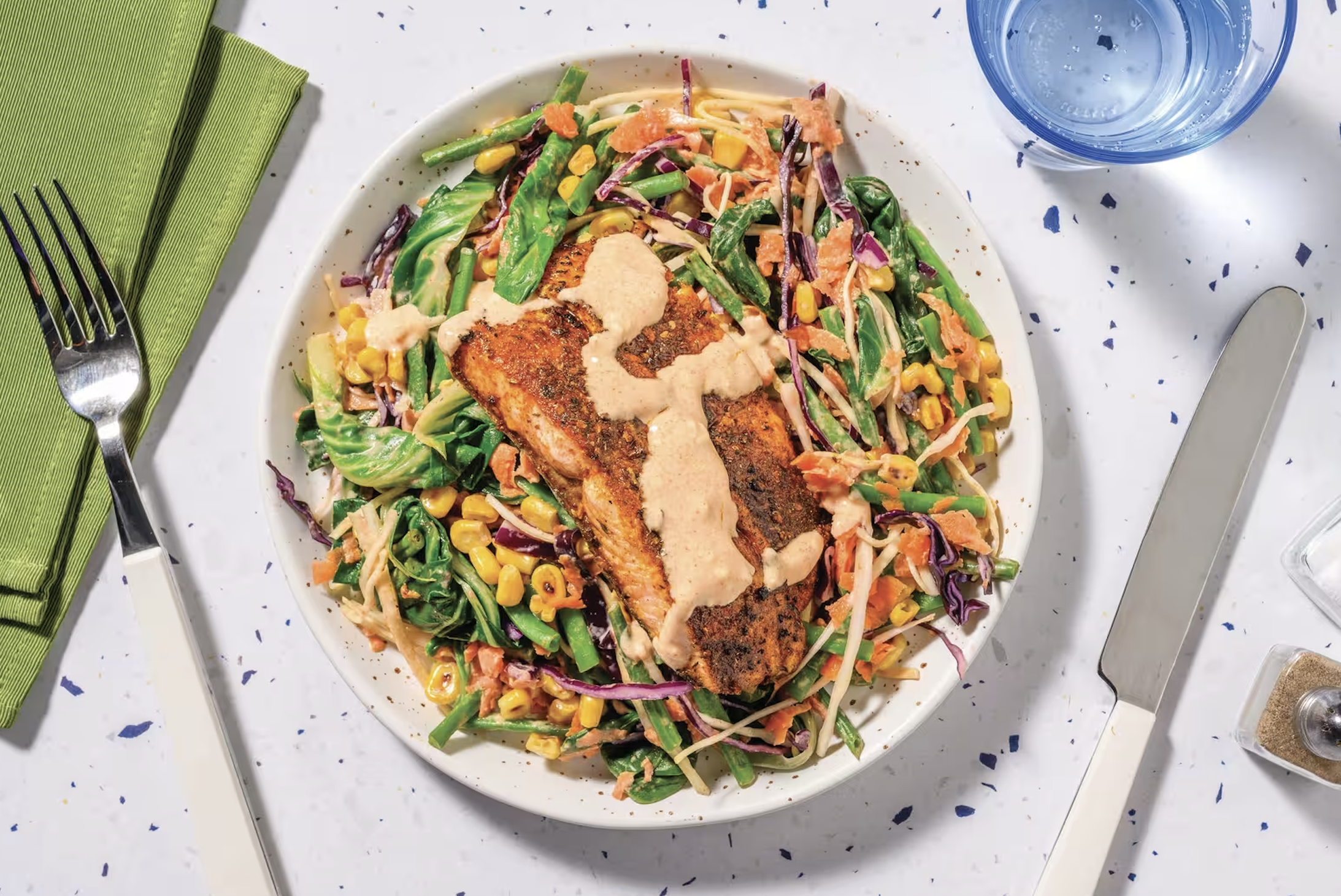 Mexican Seared Salmon &amp; Snow Pea Slaw