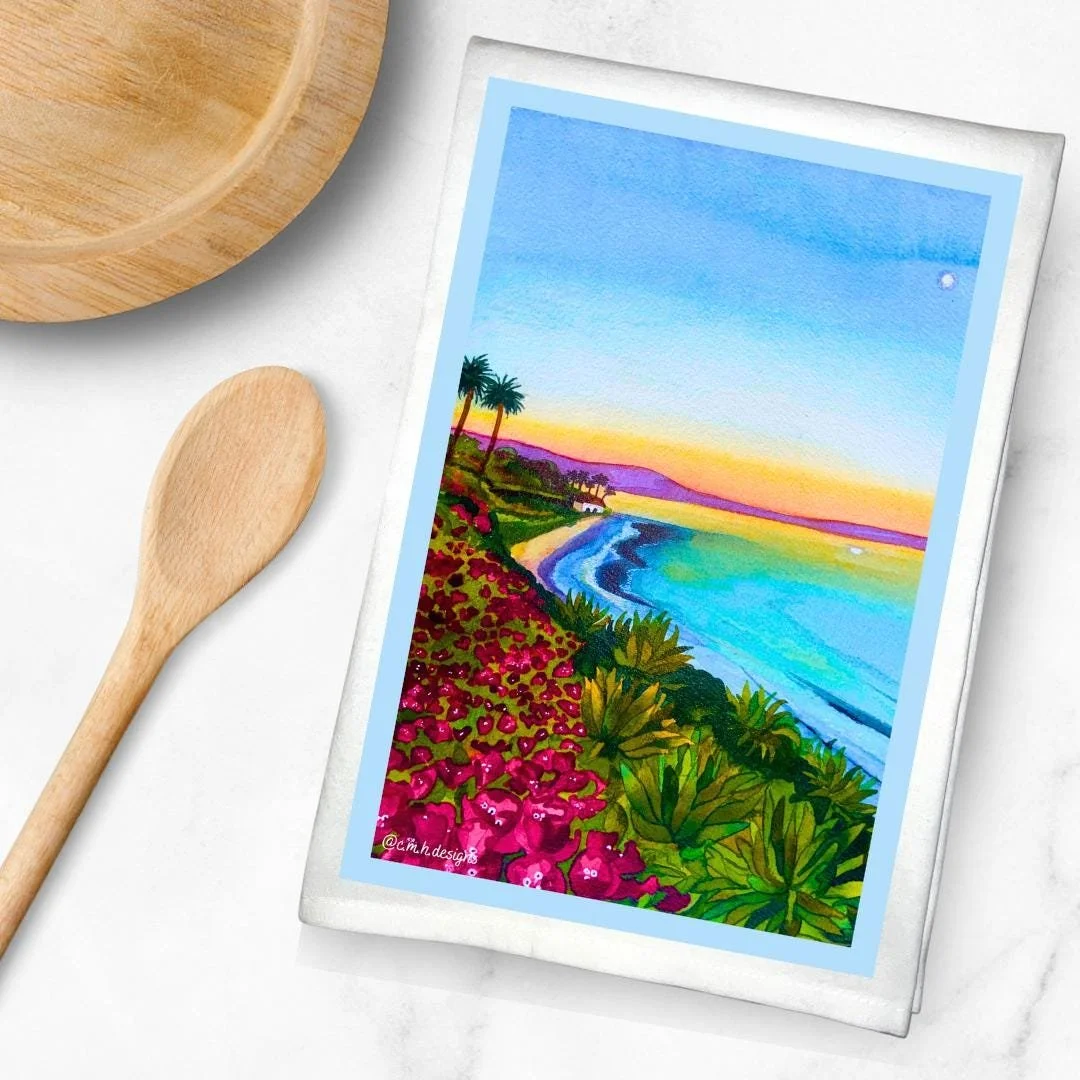 Santa Barbara Butterfly Beach Cotton Kitchen Tea Towel
