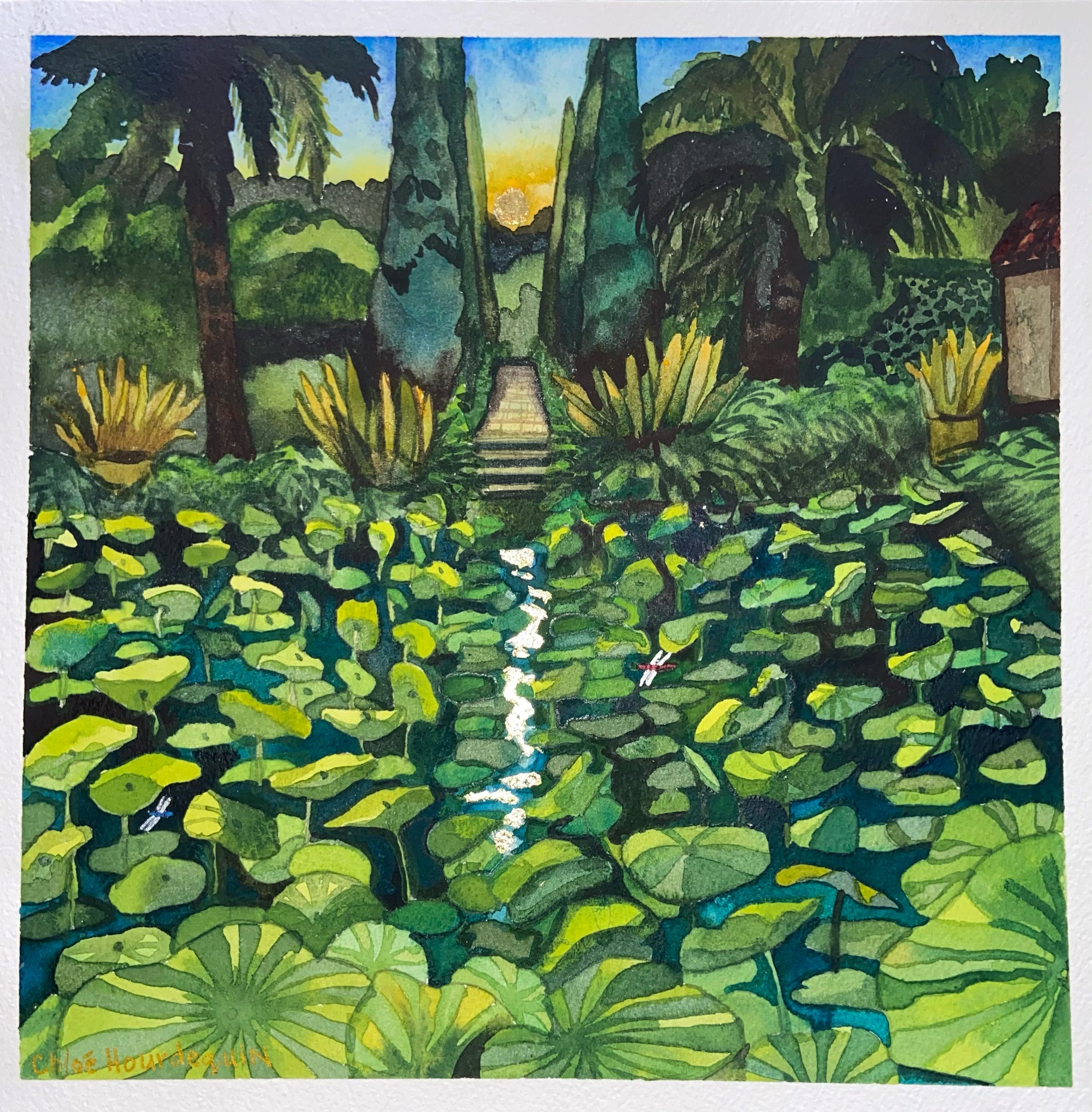 Dawn at Lotus Land, 10"x10" Original, SOLD