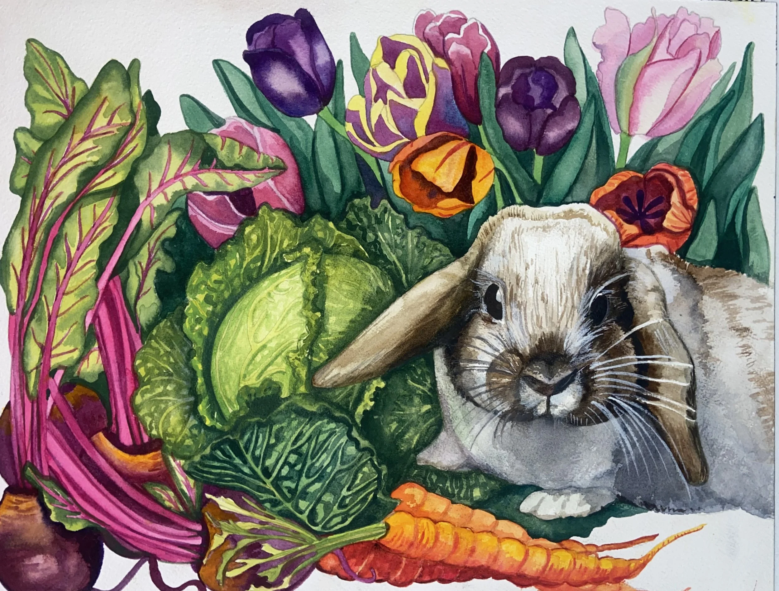 Happy Spring, 11"x14" Original Watercolor Artwork 