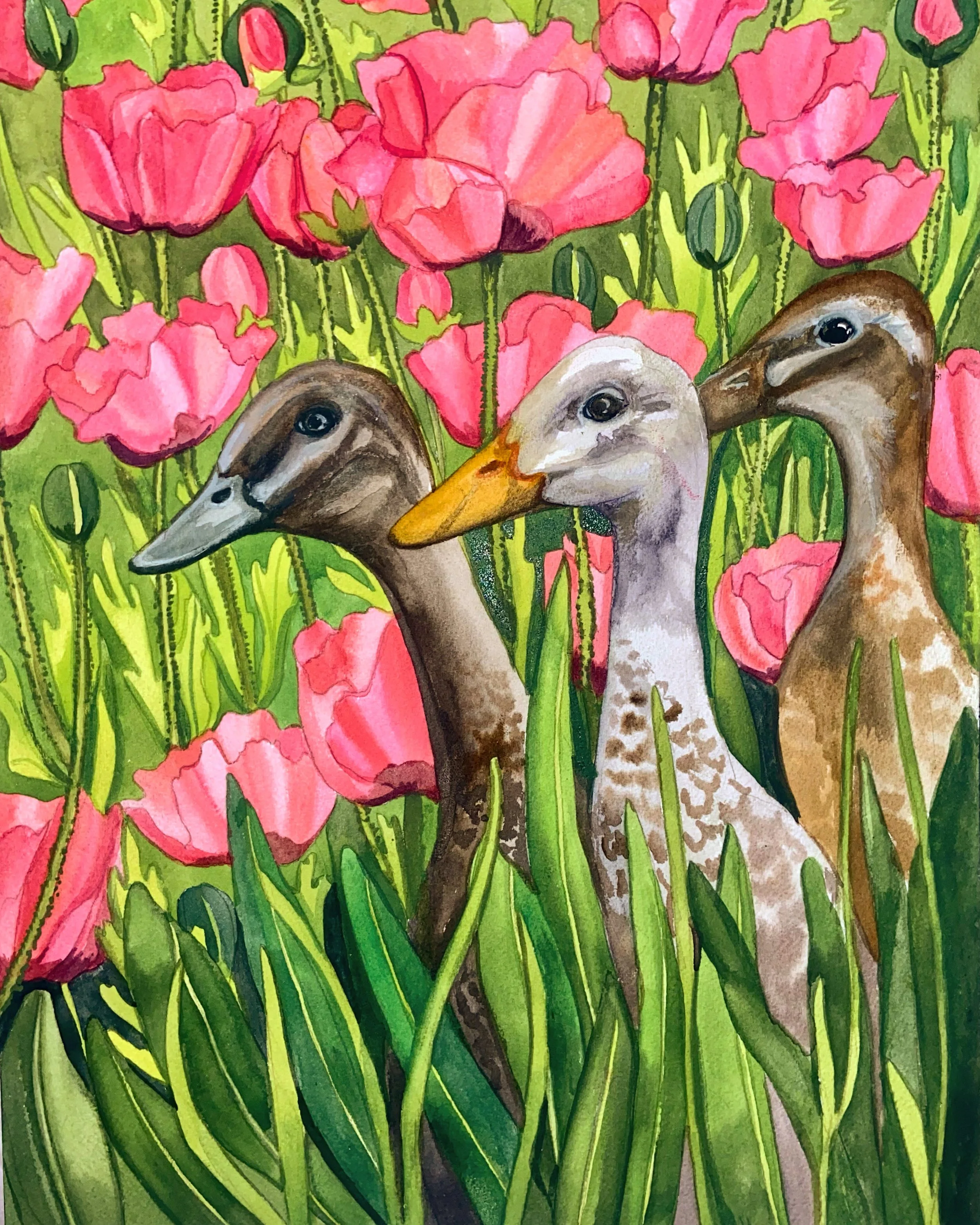Waddle Along, 11"x14' Original Watercolor Artwork