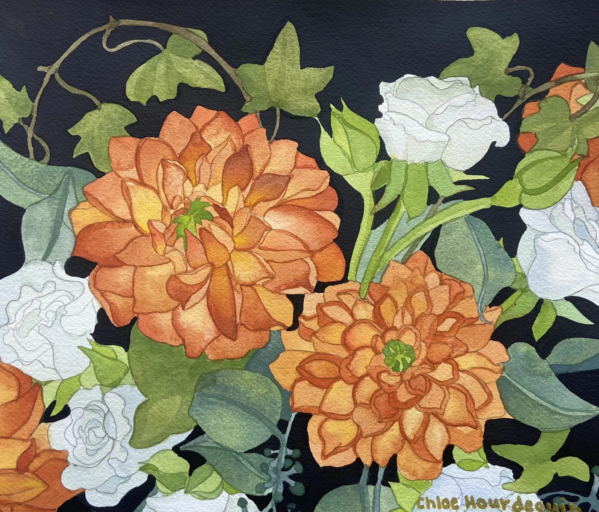 Scorpio in Full Bloom, 9"x12", Original Available 