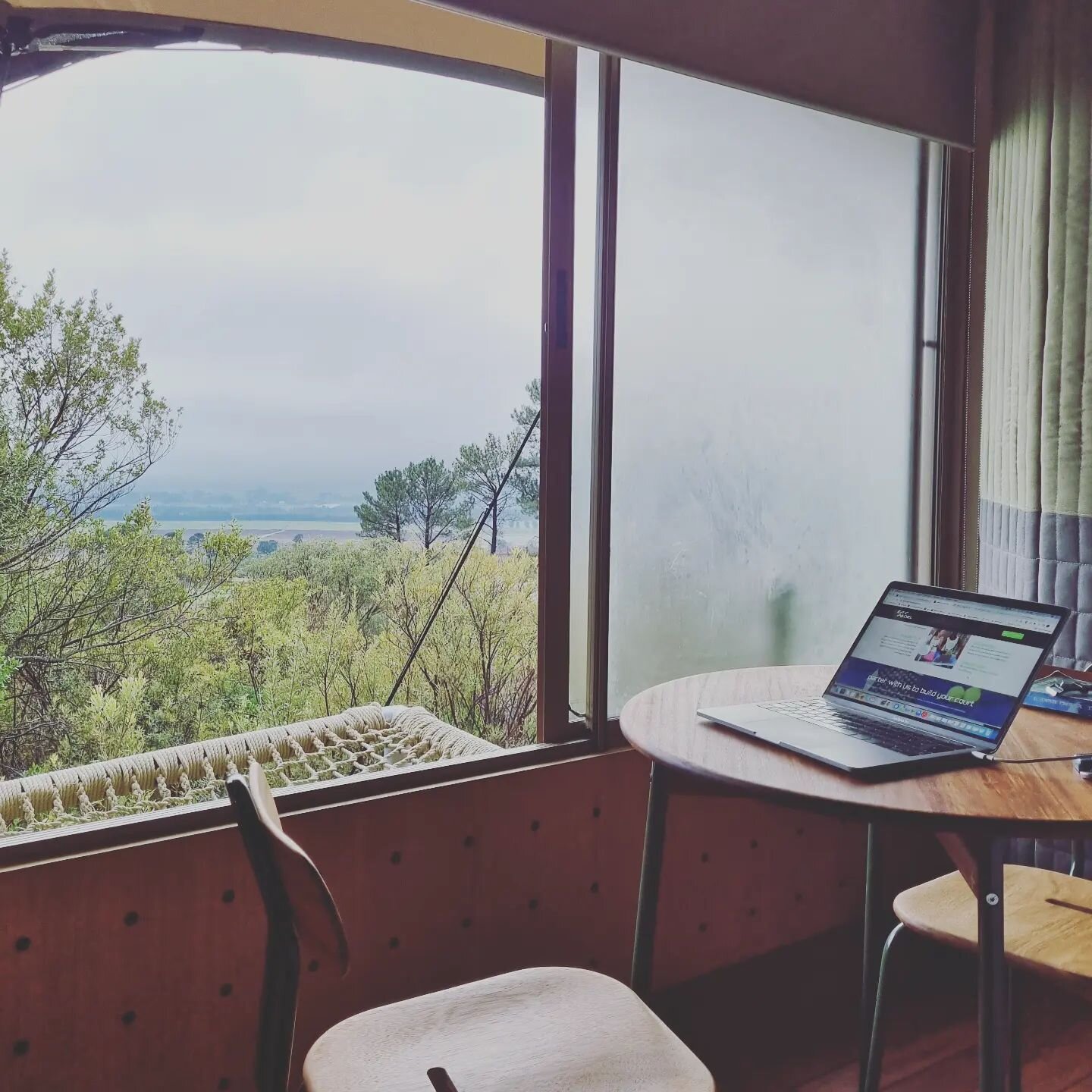 Misty morning office vibes at Camp Canoe. No complaints.