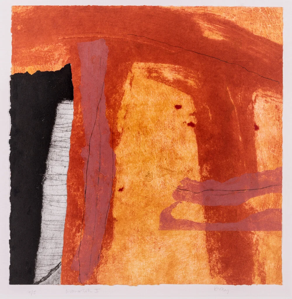 Monolith I. Carborundum print and collage.