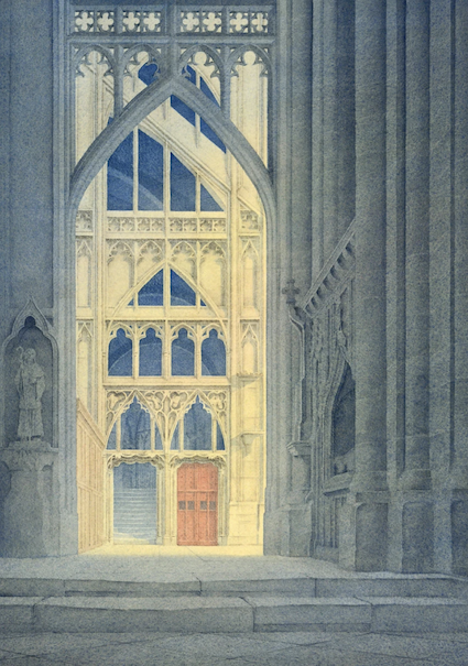 Stamp.Towards the South Transept, Gloucester.Kevis.png